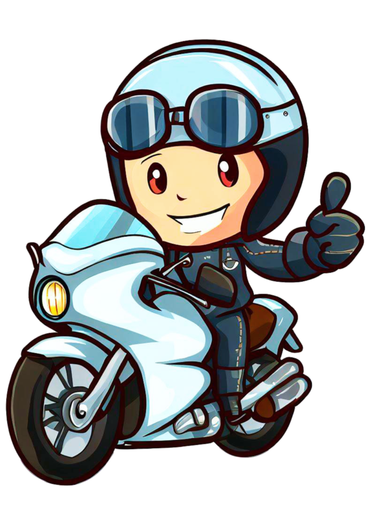 Motoboy estiloso tirando onda de moto motocicleta desenho colorido