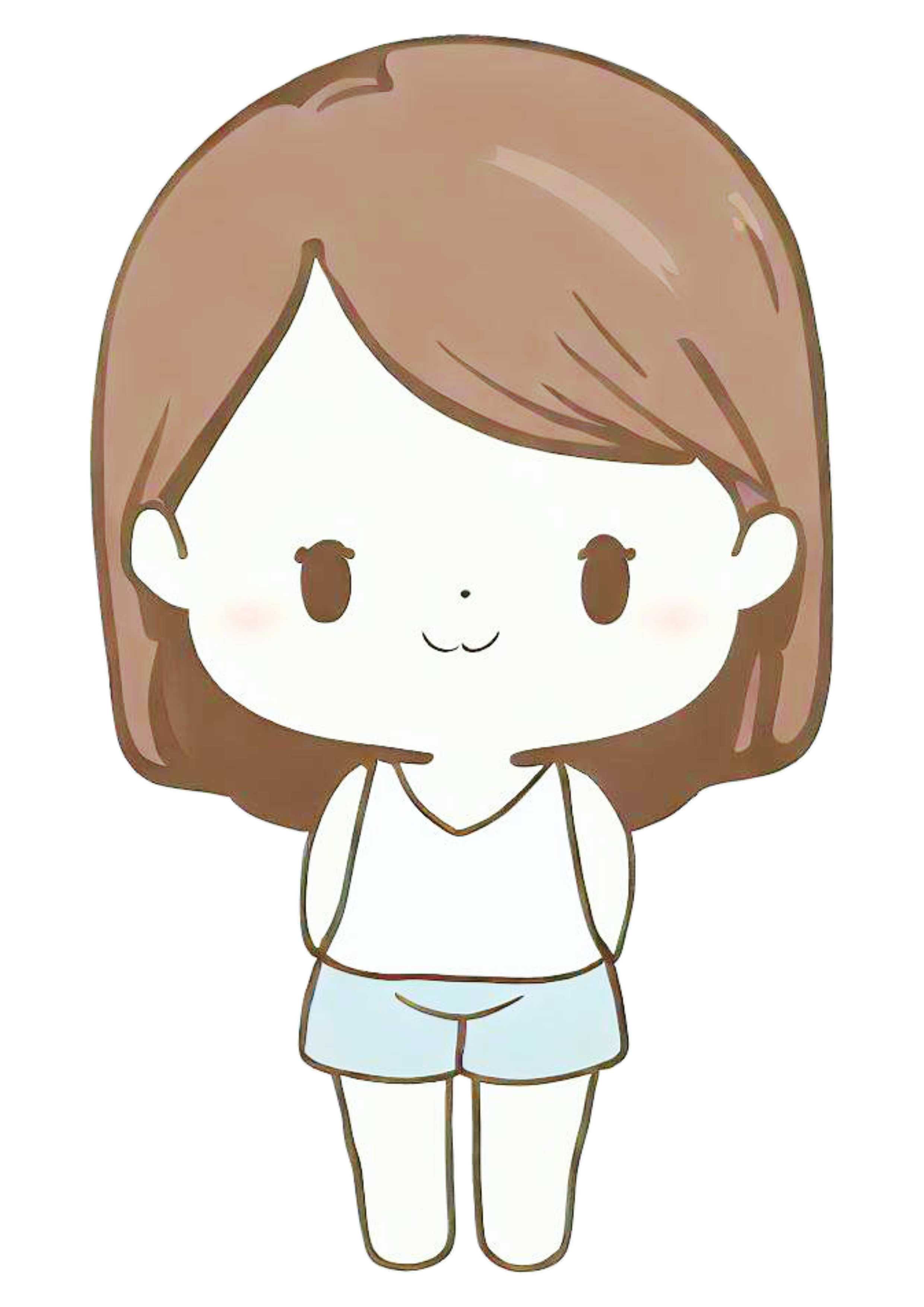 Bonequinha engraçada cabeçuda menina brinquedo toy pocket cute chibi desenho simples artes gráficas pijama png