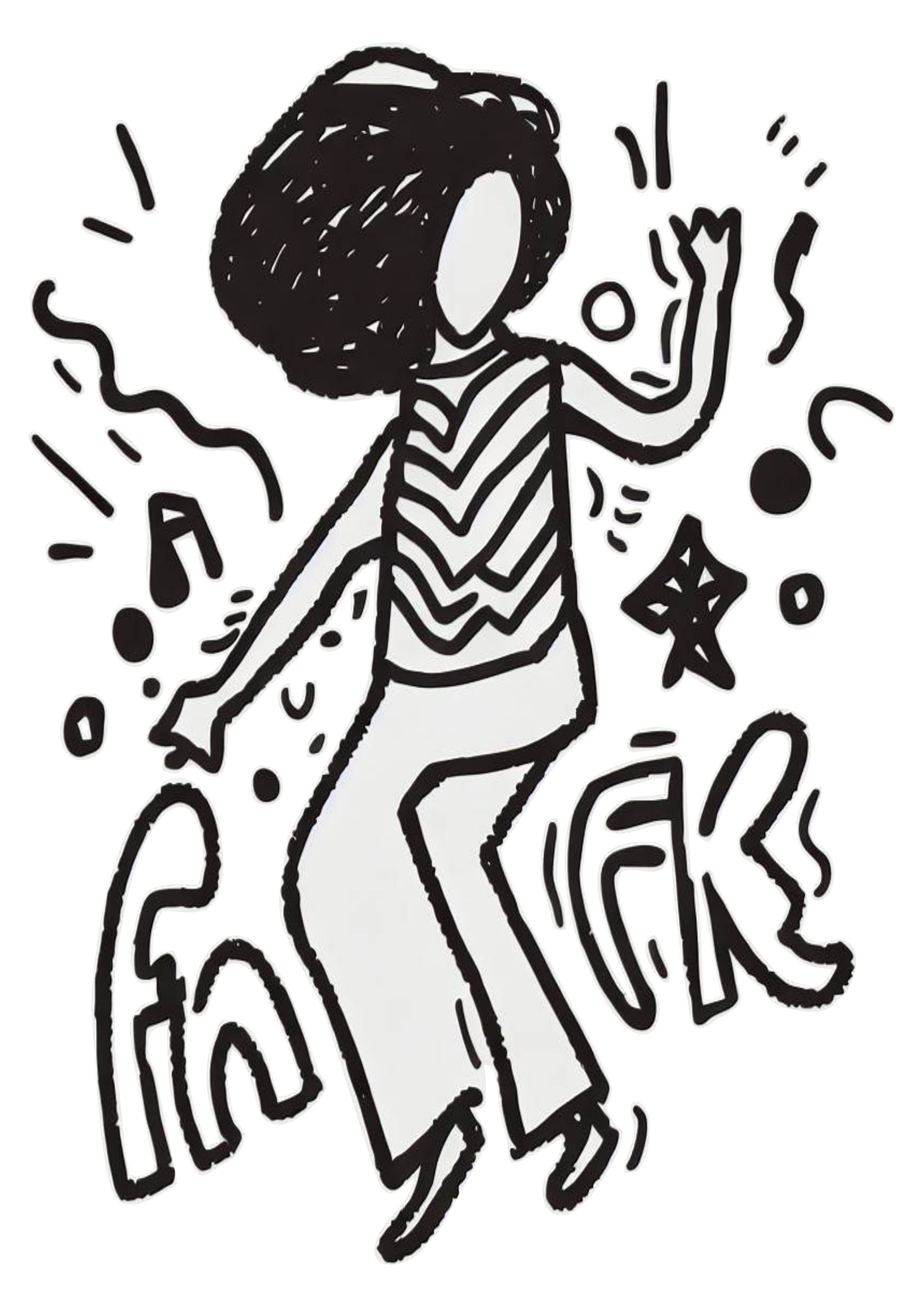 Desenho simples arte conceitual rabiscos mulher dançando arte contemporânea música ilustração png
