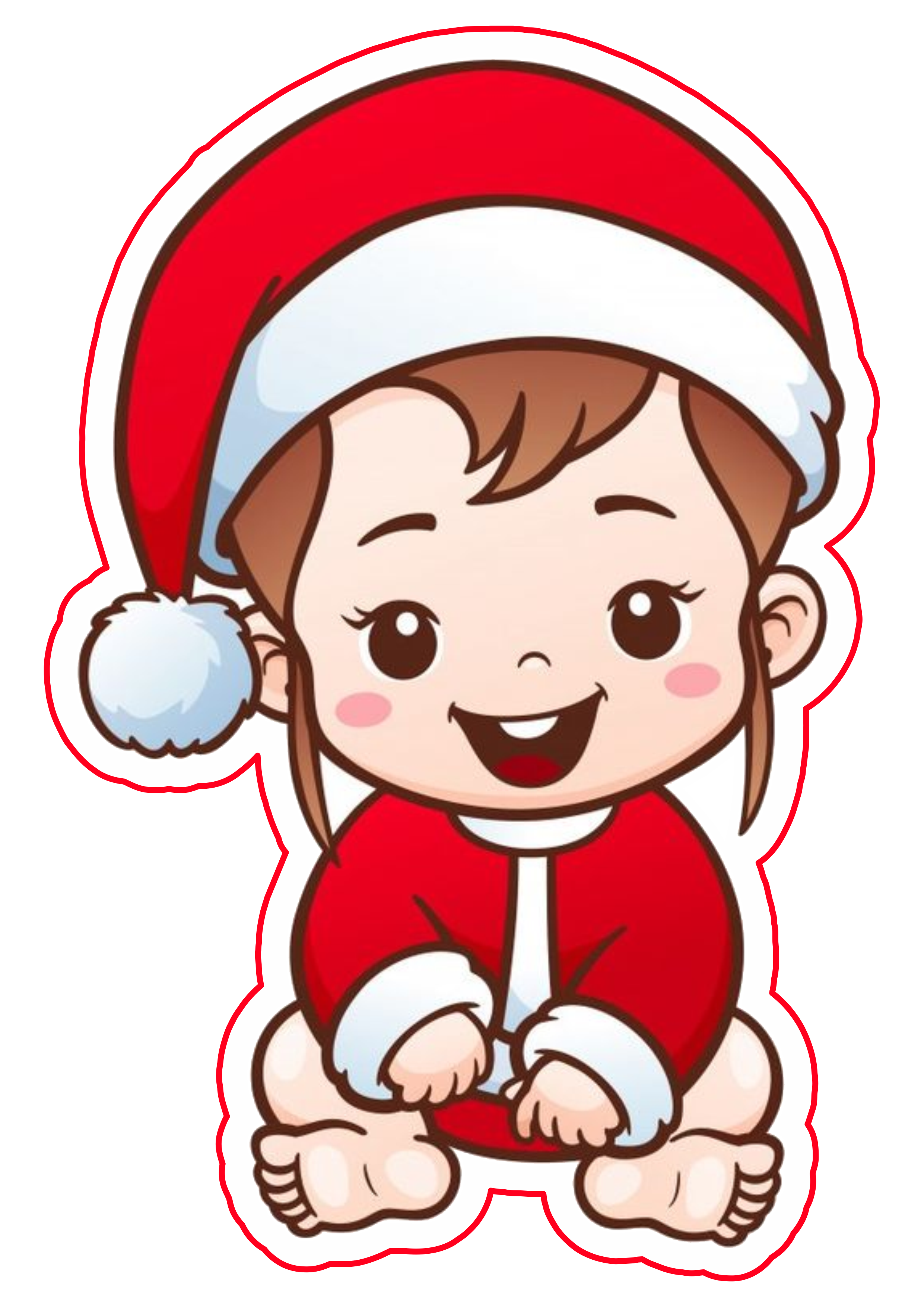 Desenhos de Bebezinha com Chapéu de Papai Noel para Colorir e