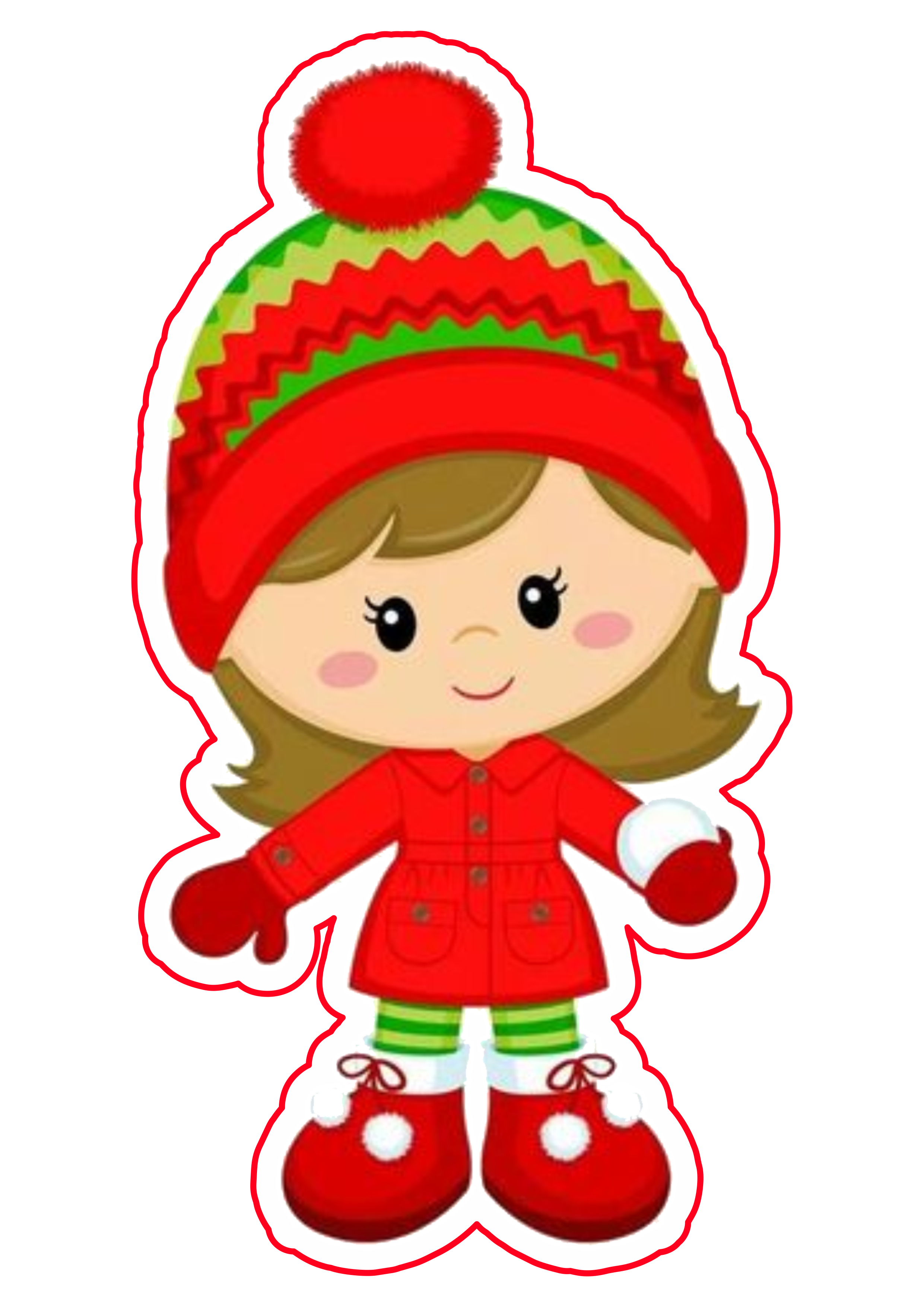 Natal imagens decorativas menina com roupinha vermelha e gorro fundo transparente png