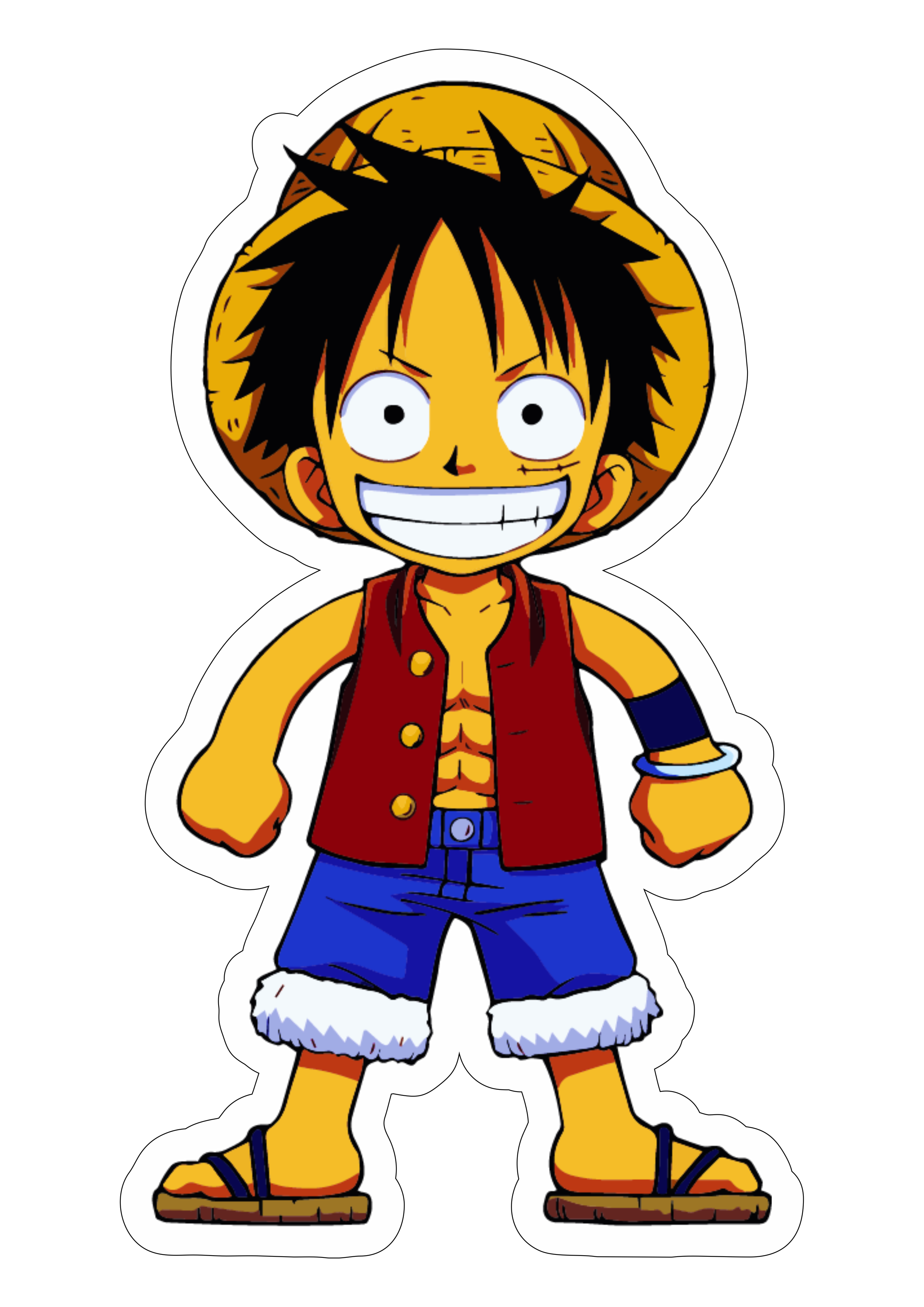 One piece Luffy rei dos piratas desenho cute chibi anime japonês netflix adaptação png