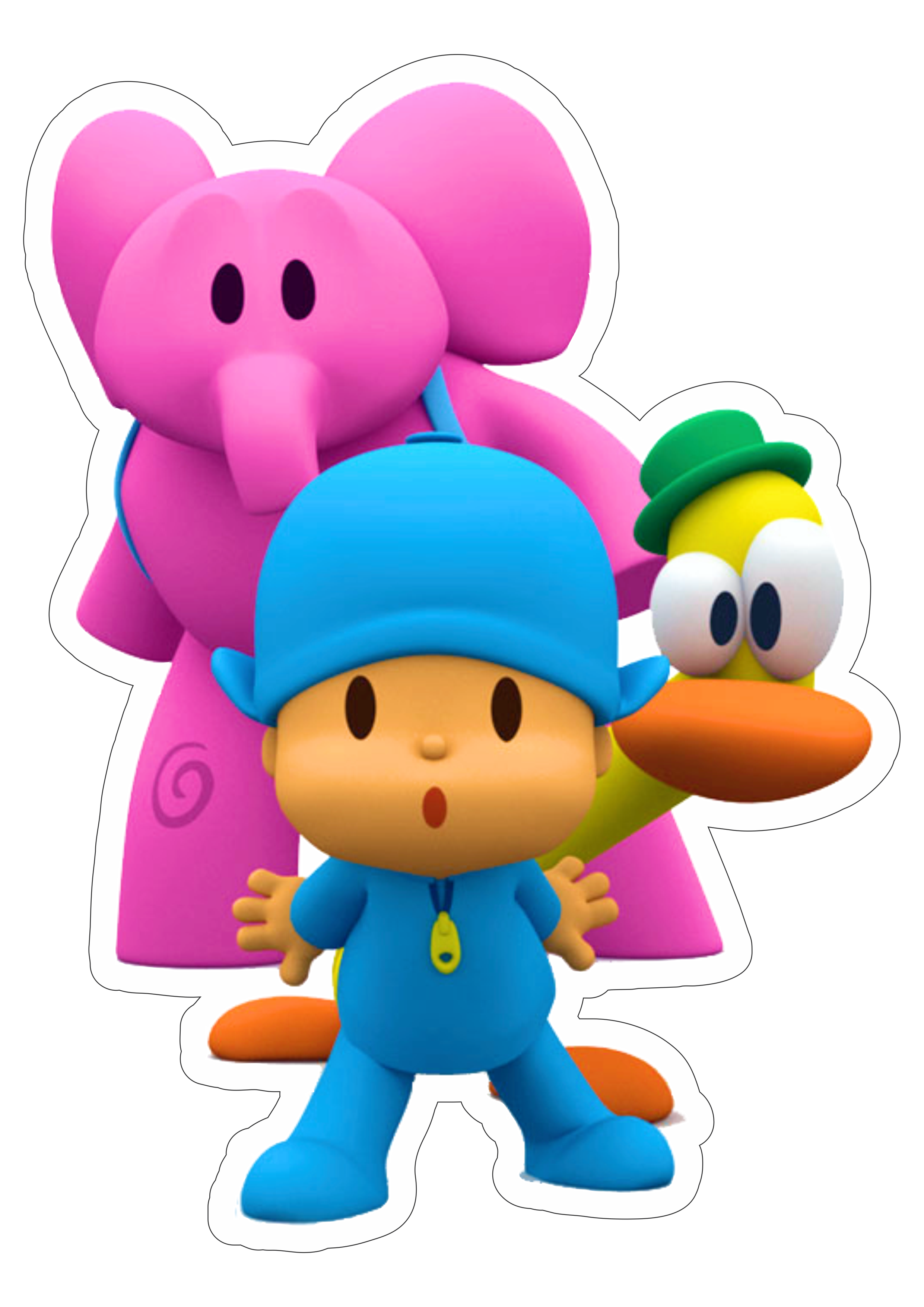 Topo de bolo para imprimir Pocoyo pato elly loula sonequita