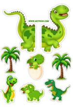 Festa personalizada infantil dinossauros desenhos braquiossauro  tiranossauro rex pegadas e folhas para decoração png