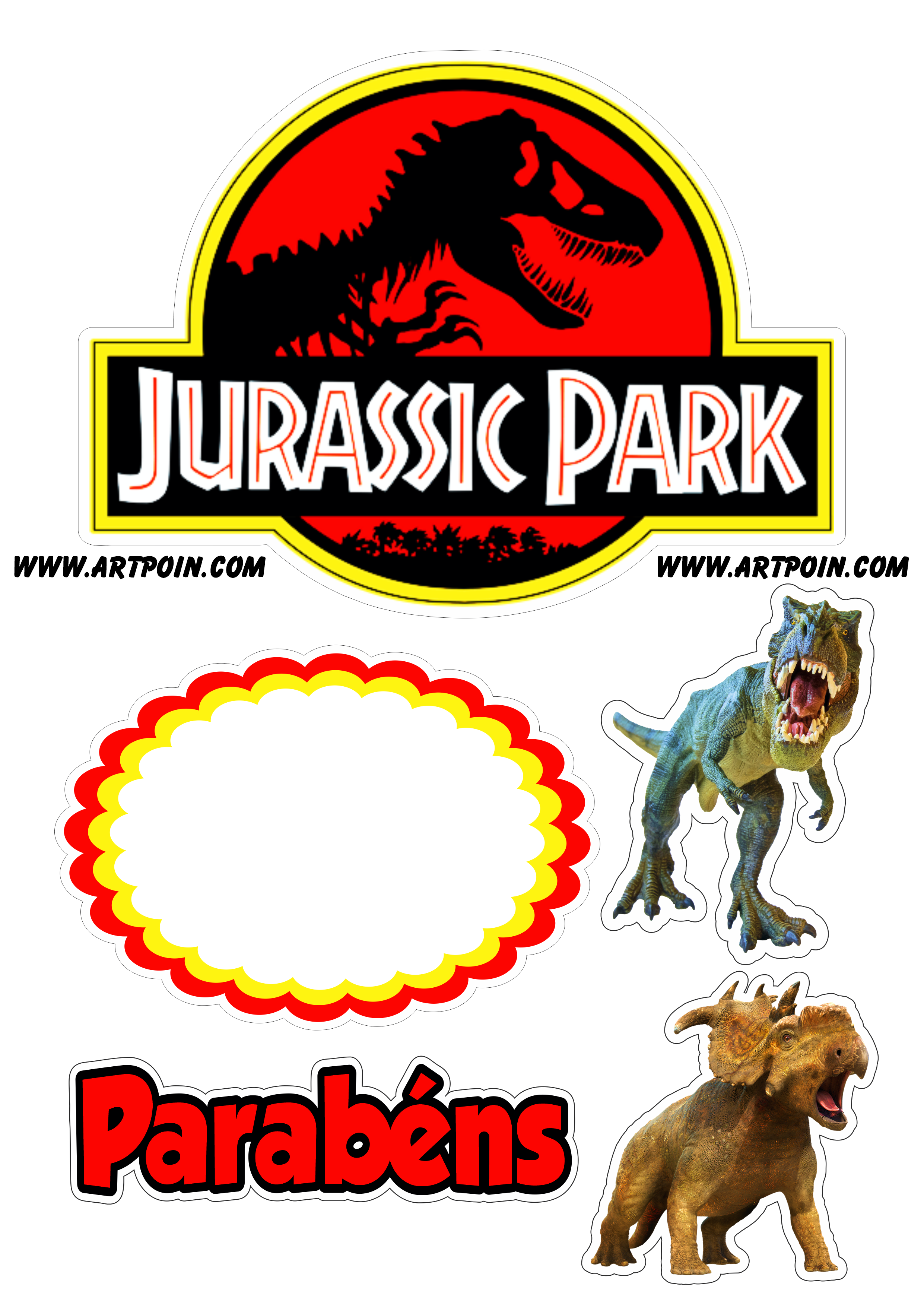 Jurassic Park topo de bolo infantil para aniversário de criança tema dinossauros png