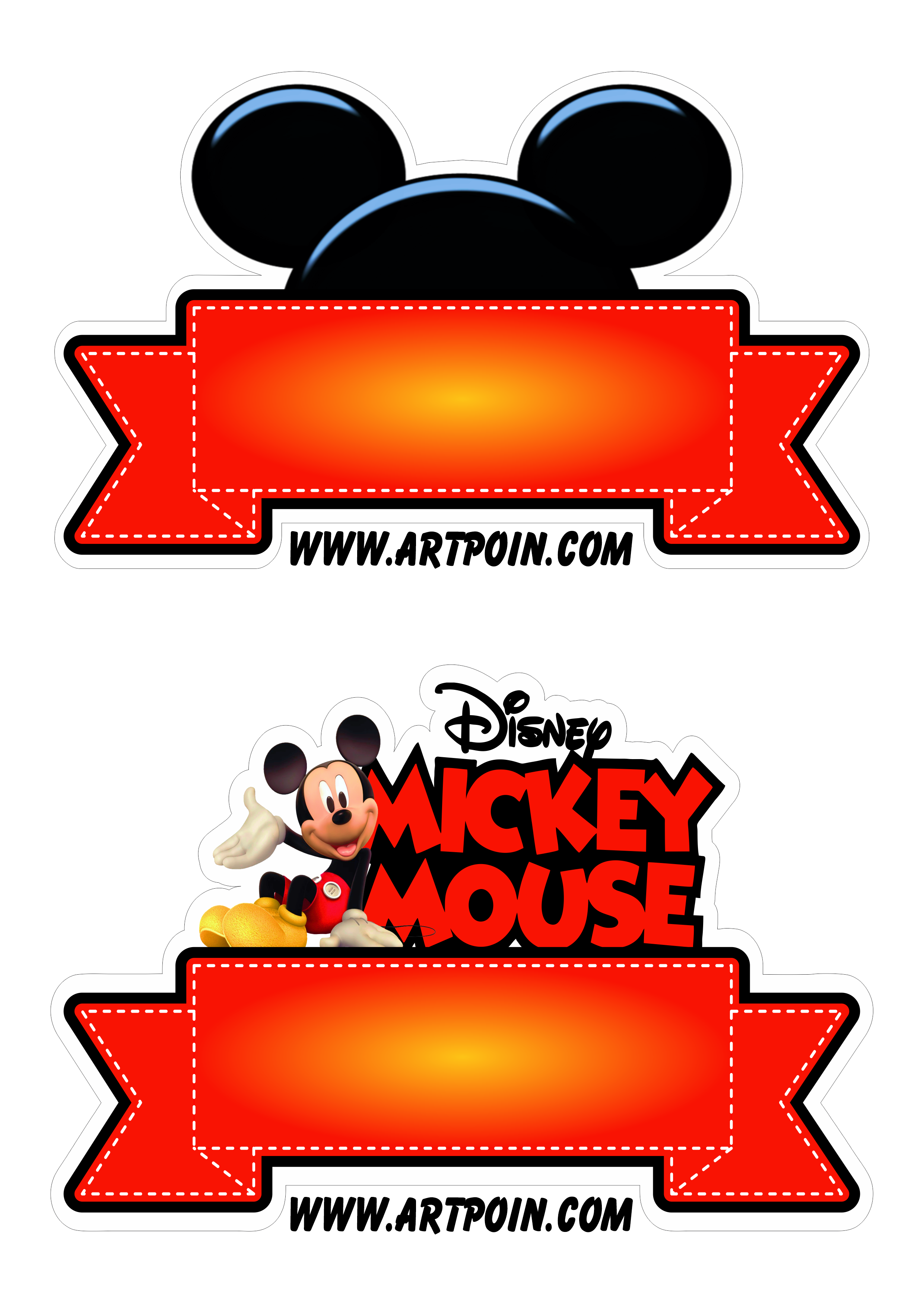 Topo de bolo grátis mickey mouse para imprimir festa de aniversário infantil png