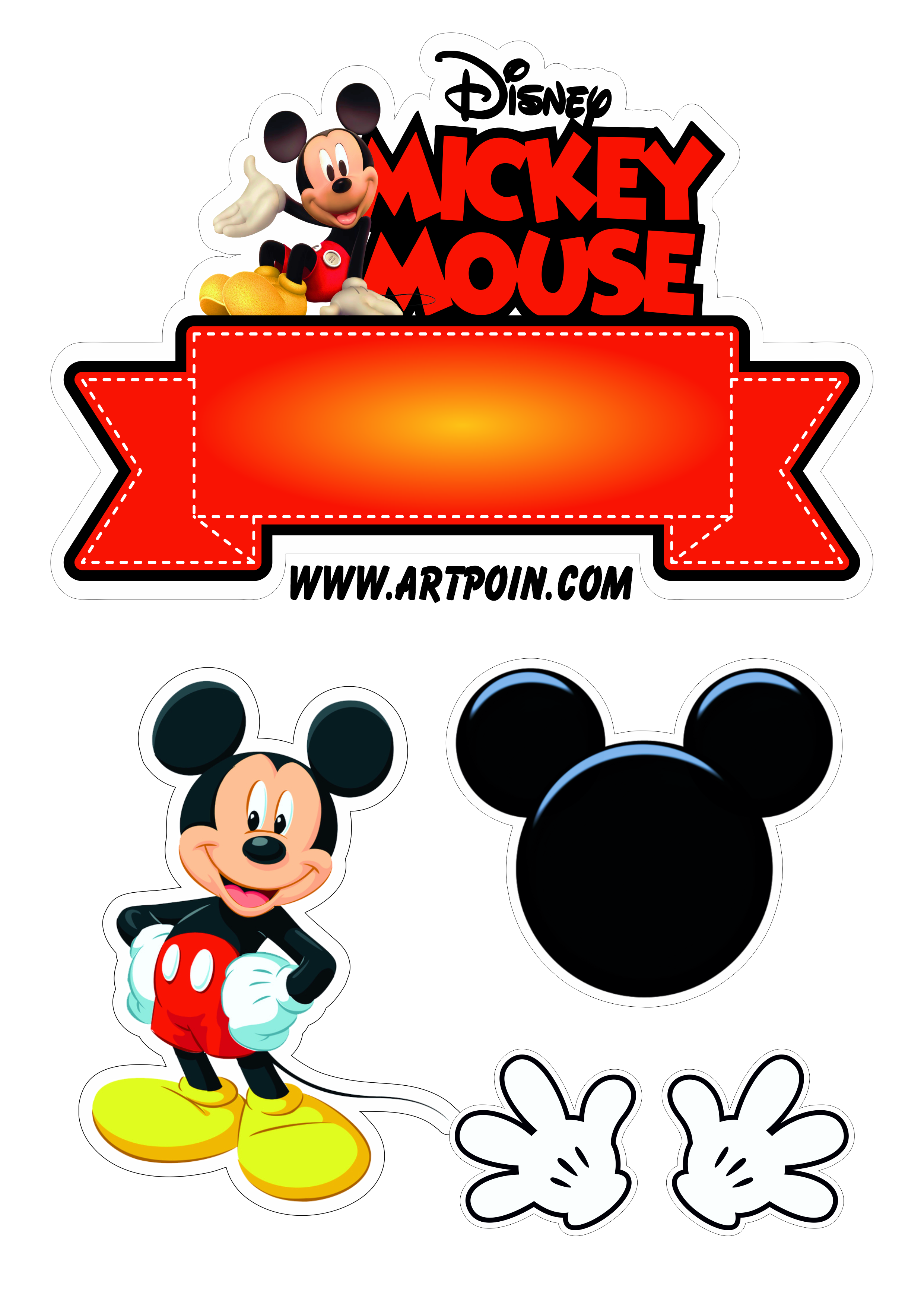 Topo de bolo grátis mickey mouse para imprimir festa de aniversário infantil artigos de confeitaria png