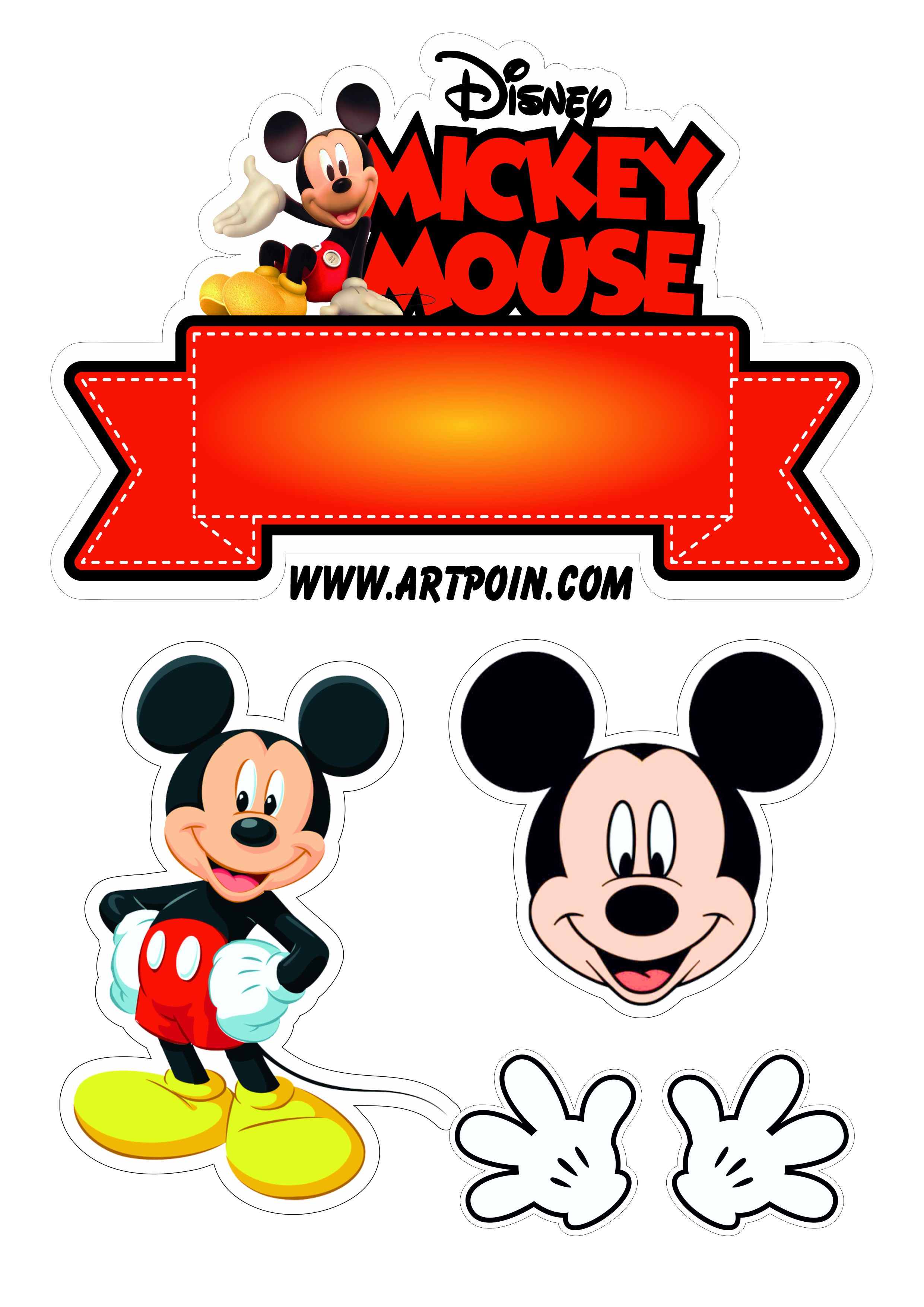 Topo de bolo grátis mickey mouse para imprimir festa de aniversário infantil artigos de confeitaria e papelaria png