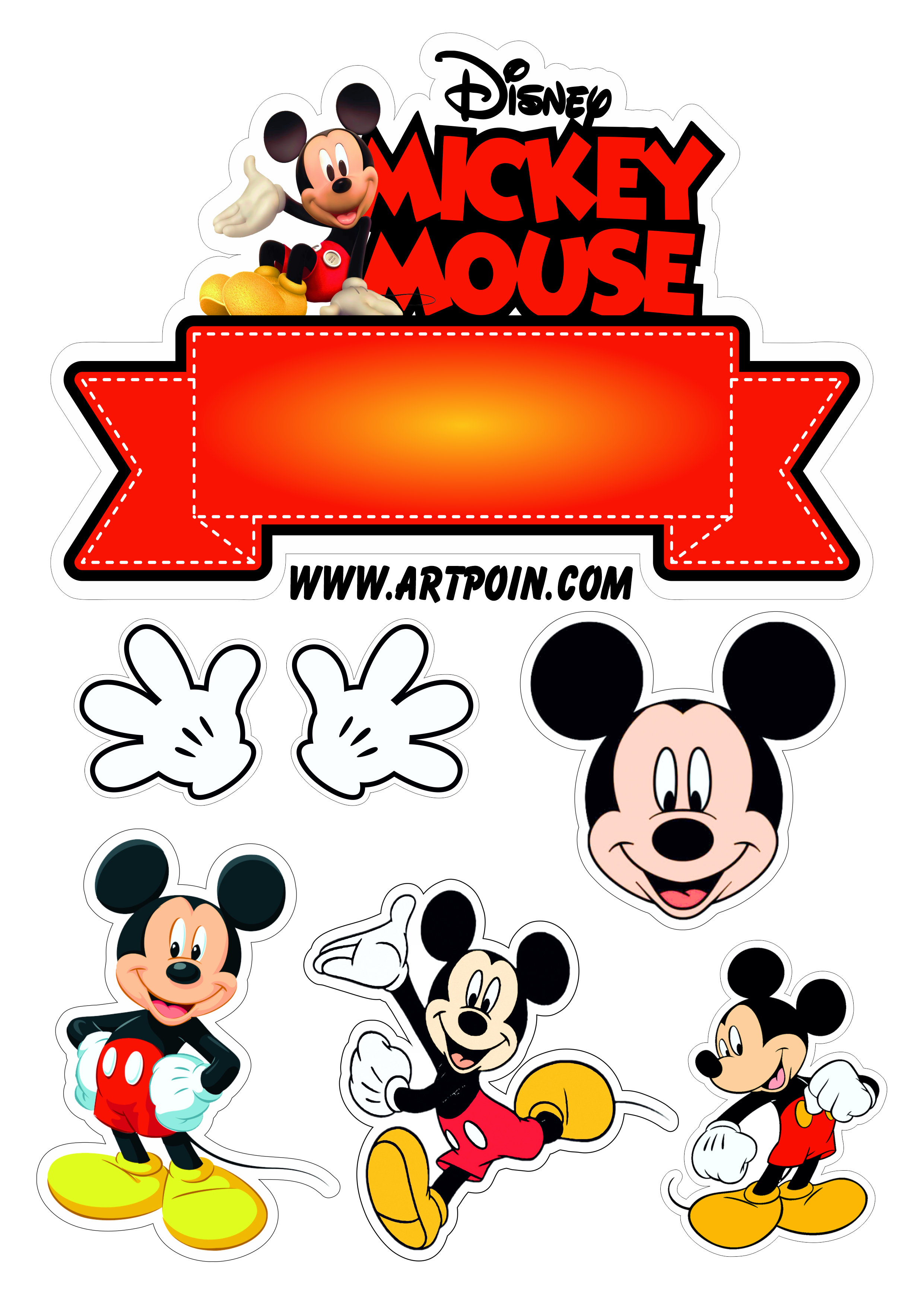 Topo de Bolo Mouse Desenho Infantil / Com Nome e Idade do Aniversariante