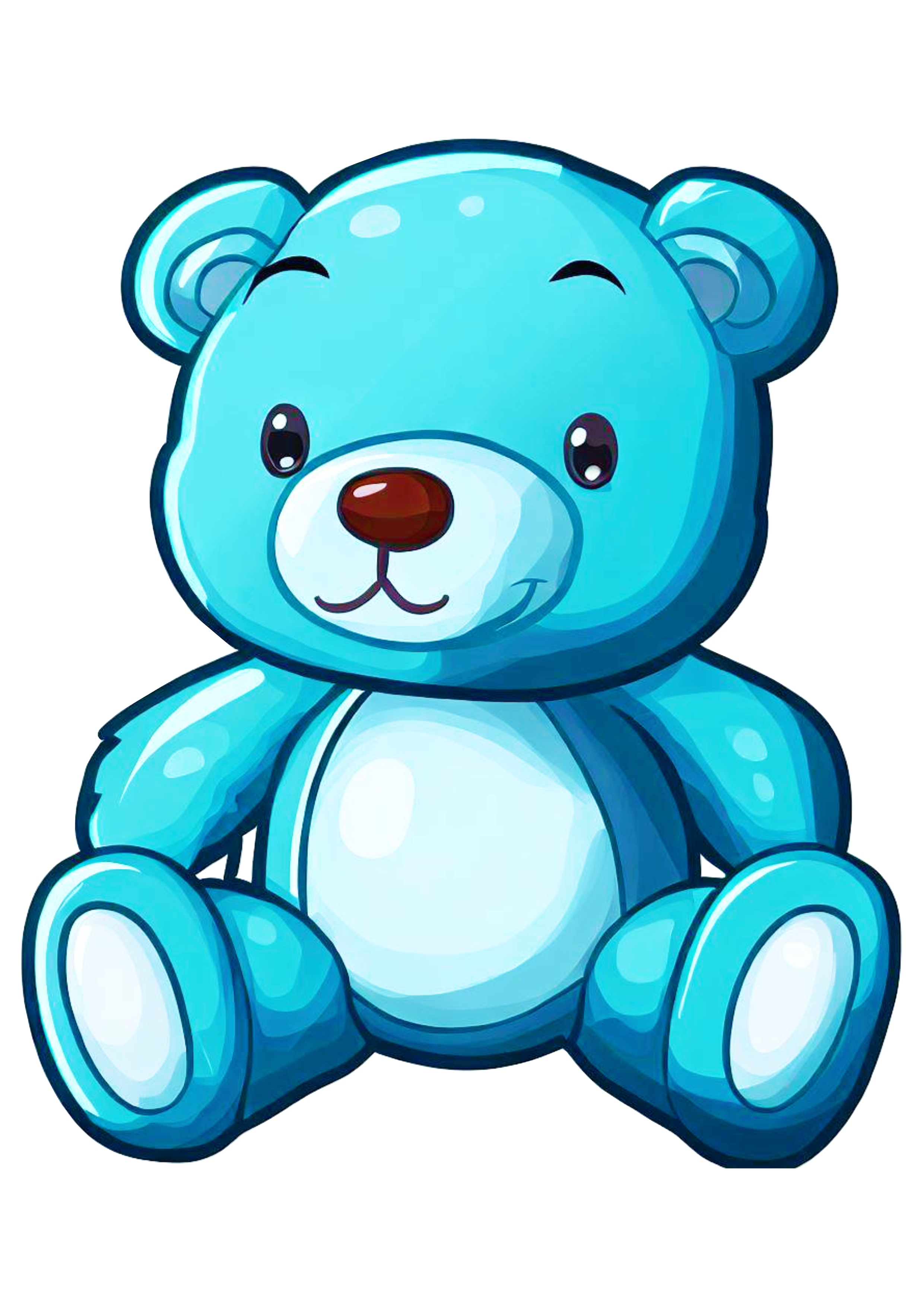 Ursinho de pelúcia azul fofinho desenho simples ilustração cartoon png