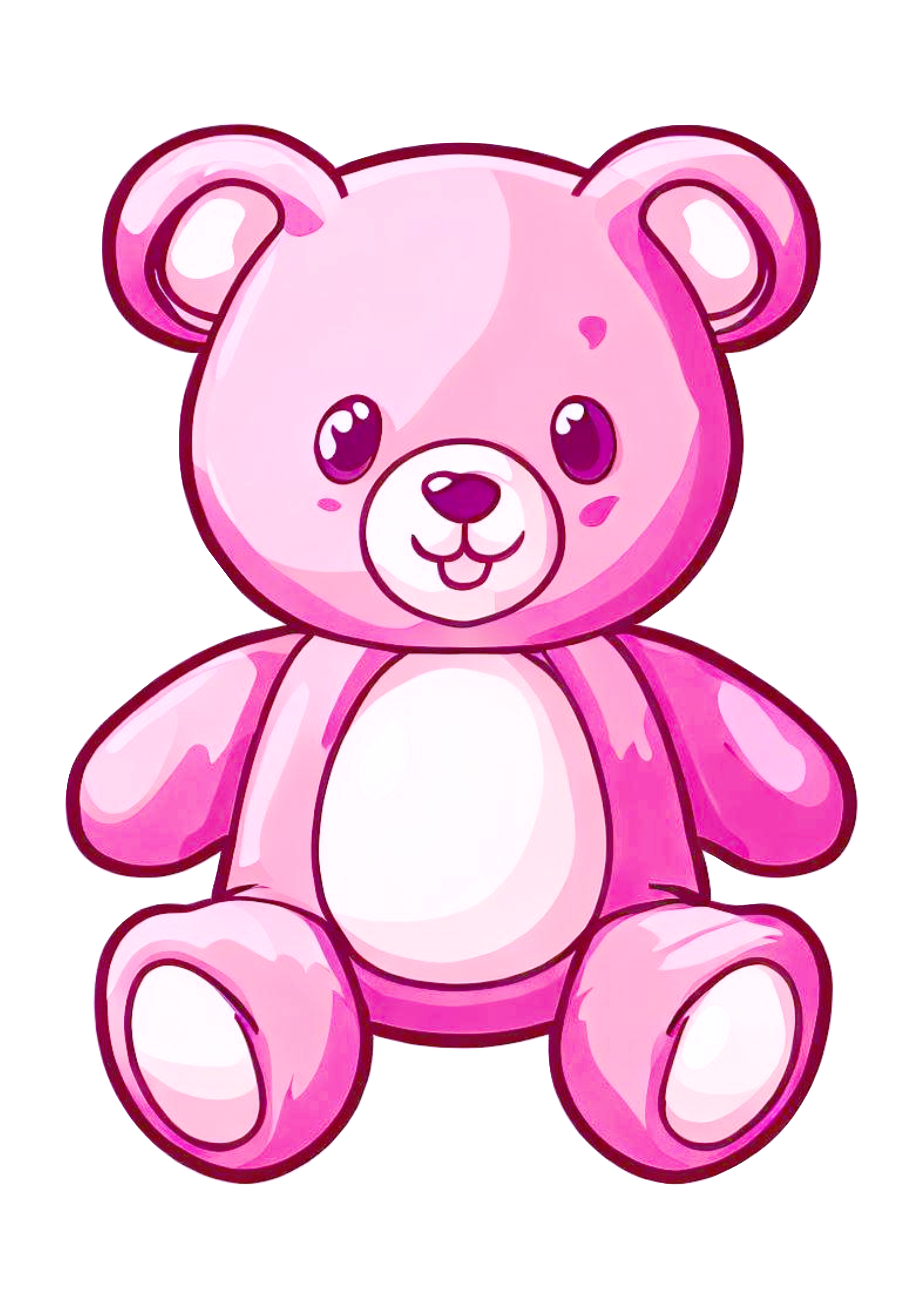 Ursinho de pelúcia rosa fofinho desenho simples png
