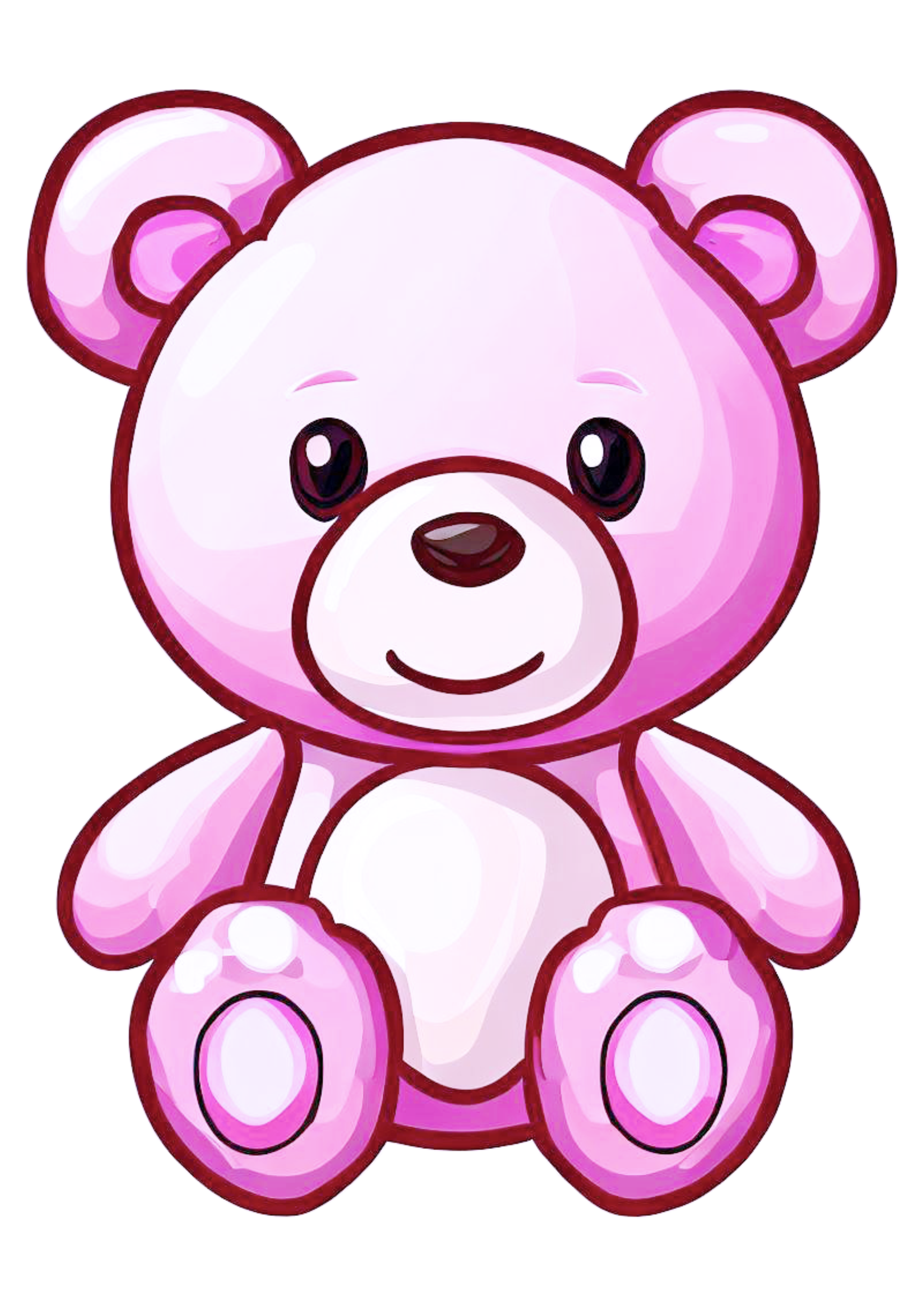 Ursinho de pelúcia rosa fofinho desenho simples ilustração png