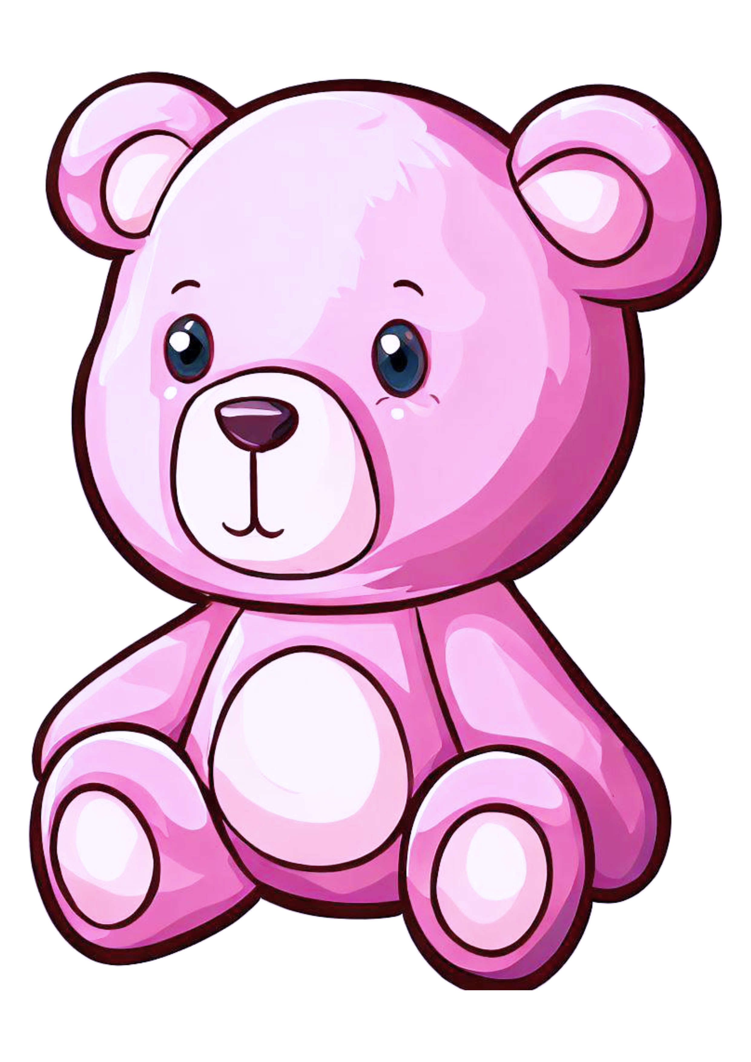 Ursinho de pelúcia rosa fofinho desenho simples ilustração cartoon png