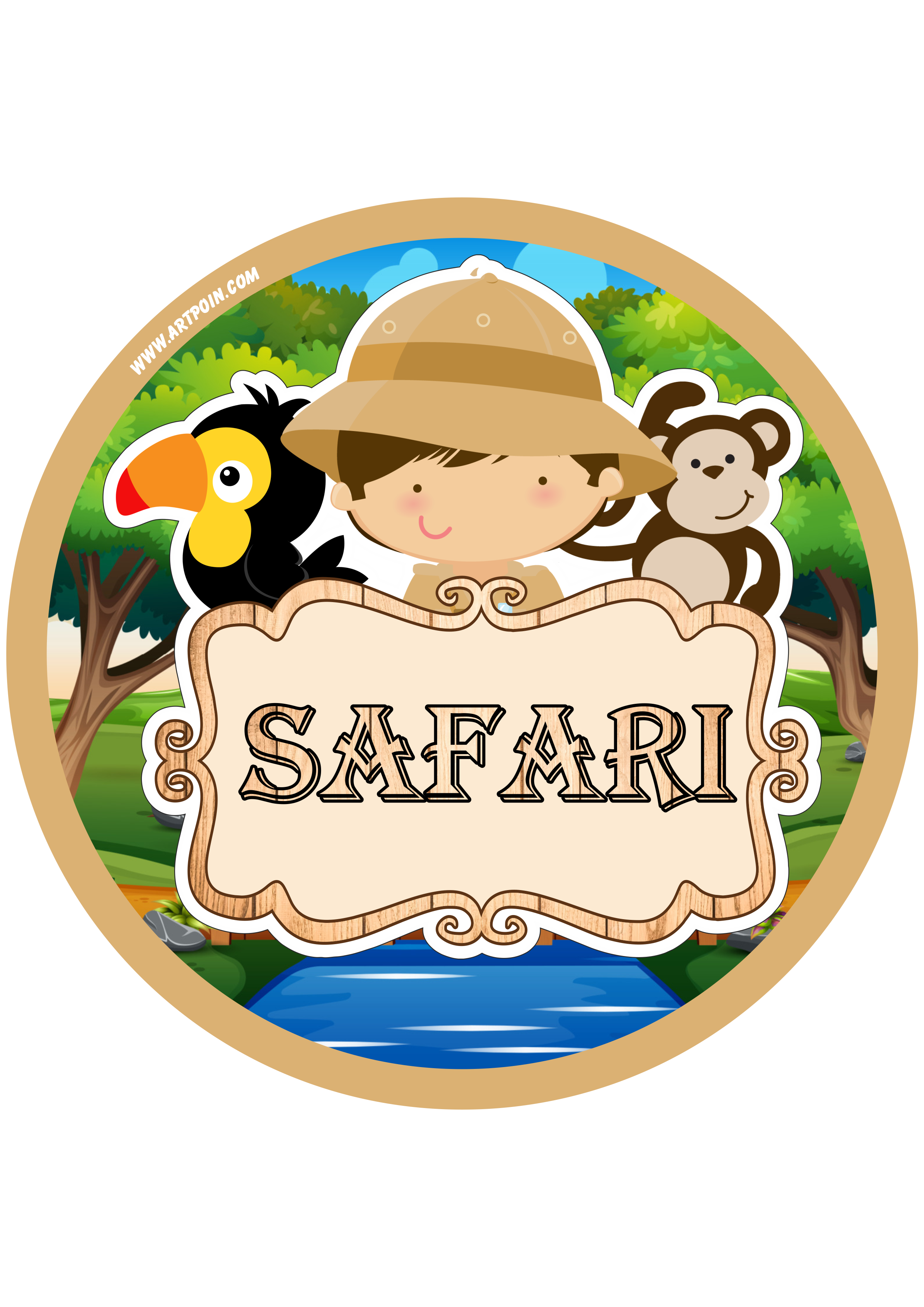 Safari animais adesivo redondo tag sticker display para decoração grátis png