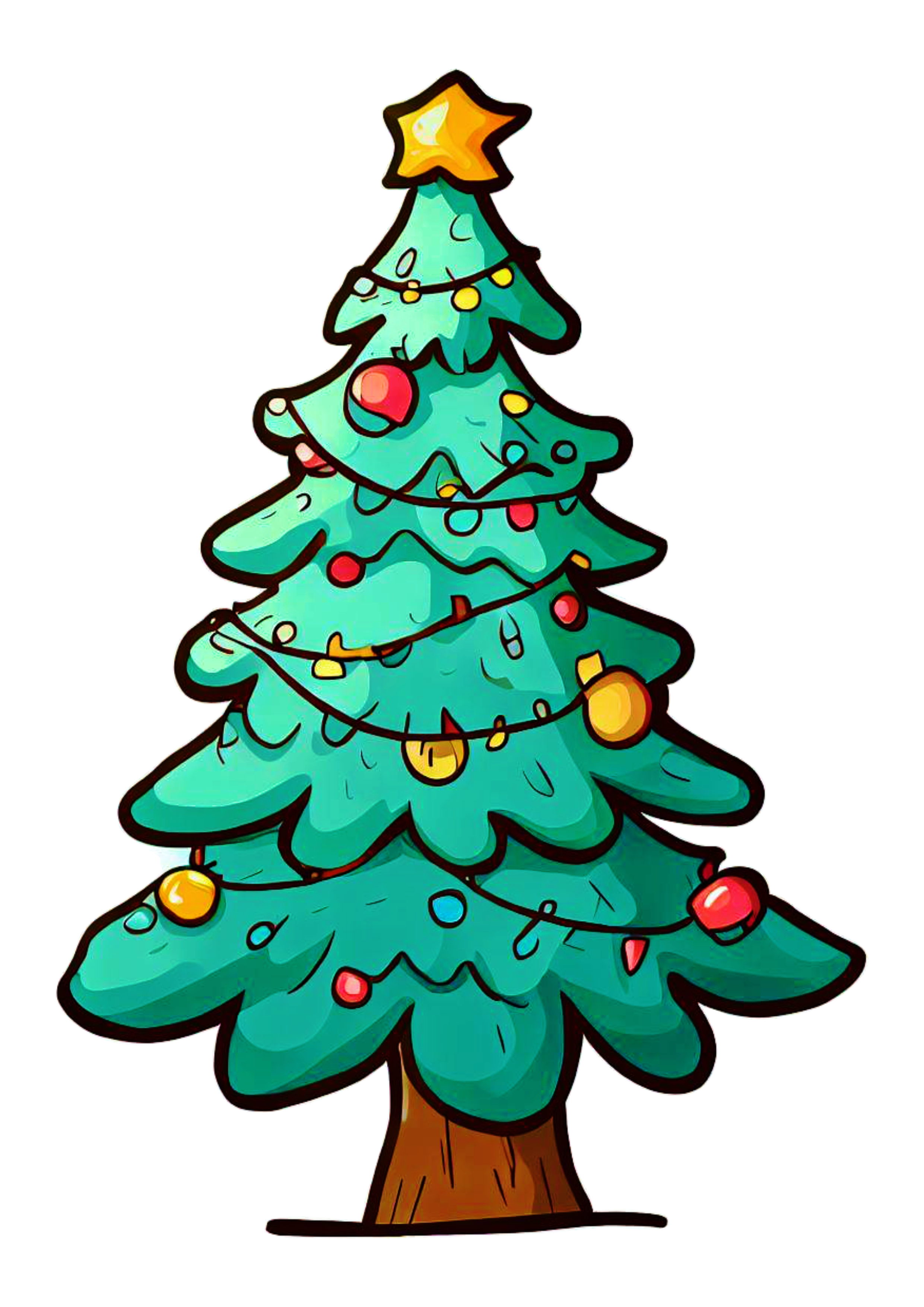 Árvore de natal desenho simples decoração natalina pack de imagens fundo transparente artes gráficas design png