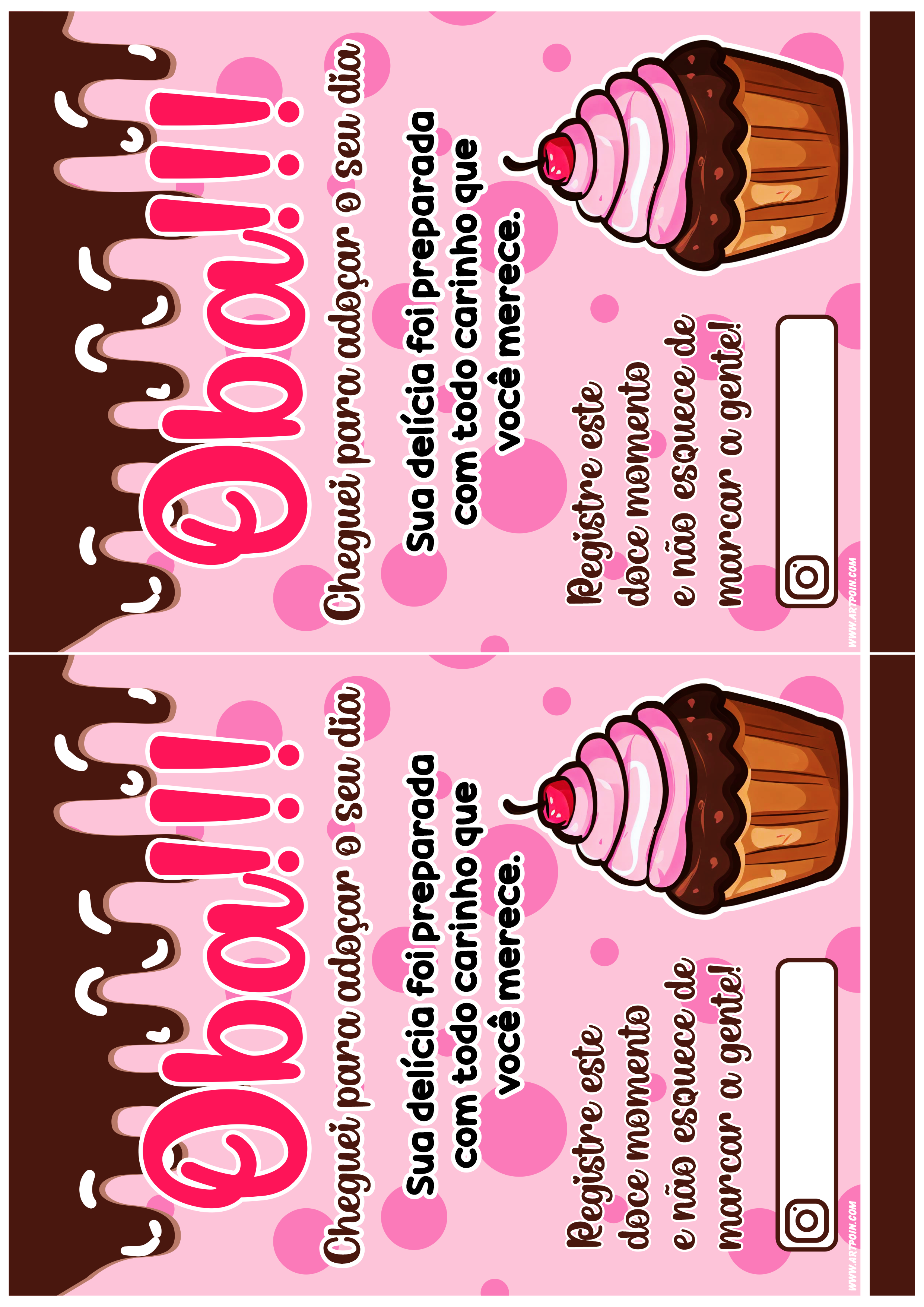 Cartão de agradecimento para confeitarias e docerias chocolate e morango arte grátis para imprimir 2 imagens png