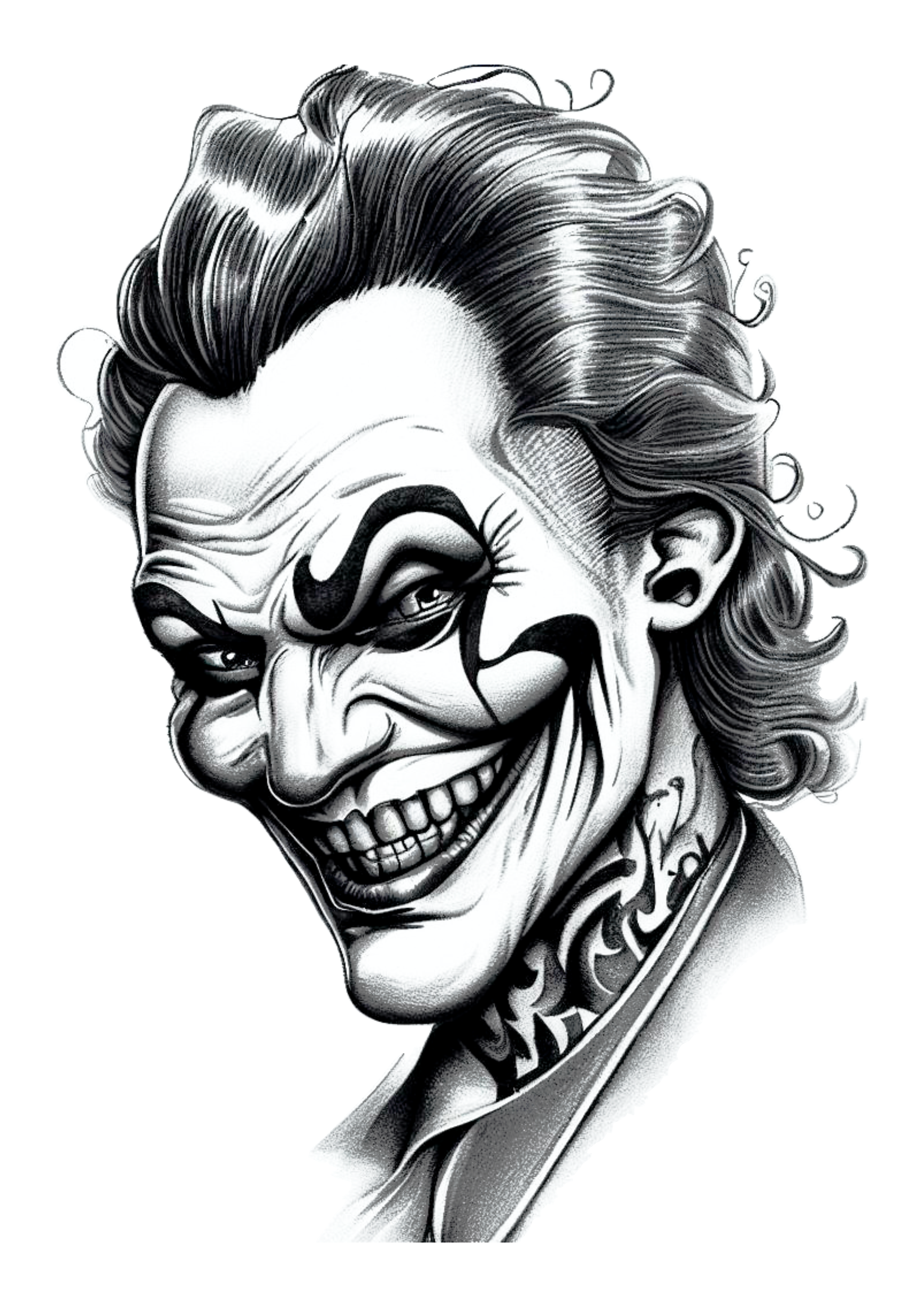 Desenho para tatuagem Coringa joker desenho macabro dc comics história em quadrinhos tatoo underground png