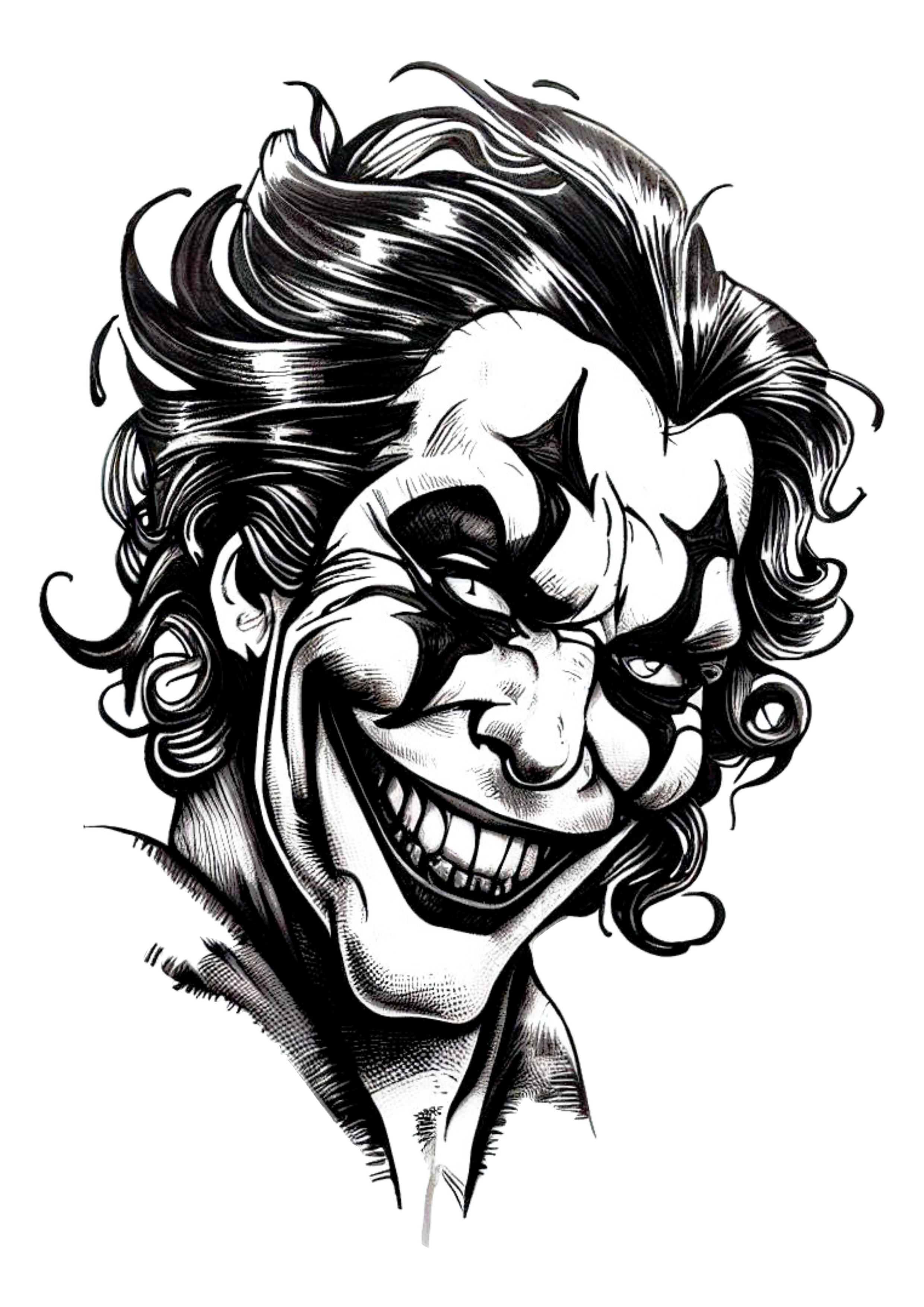 Desenho para tatuagem Coringa joker desenho macabro dc comics história em quadrinhos tatoo underground palhaço png