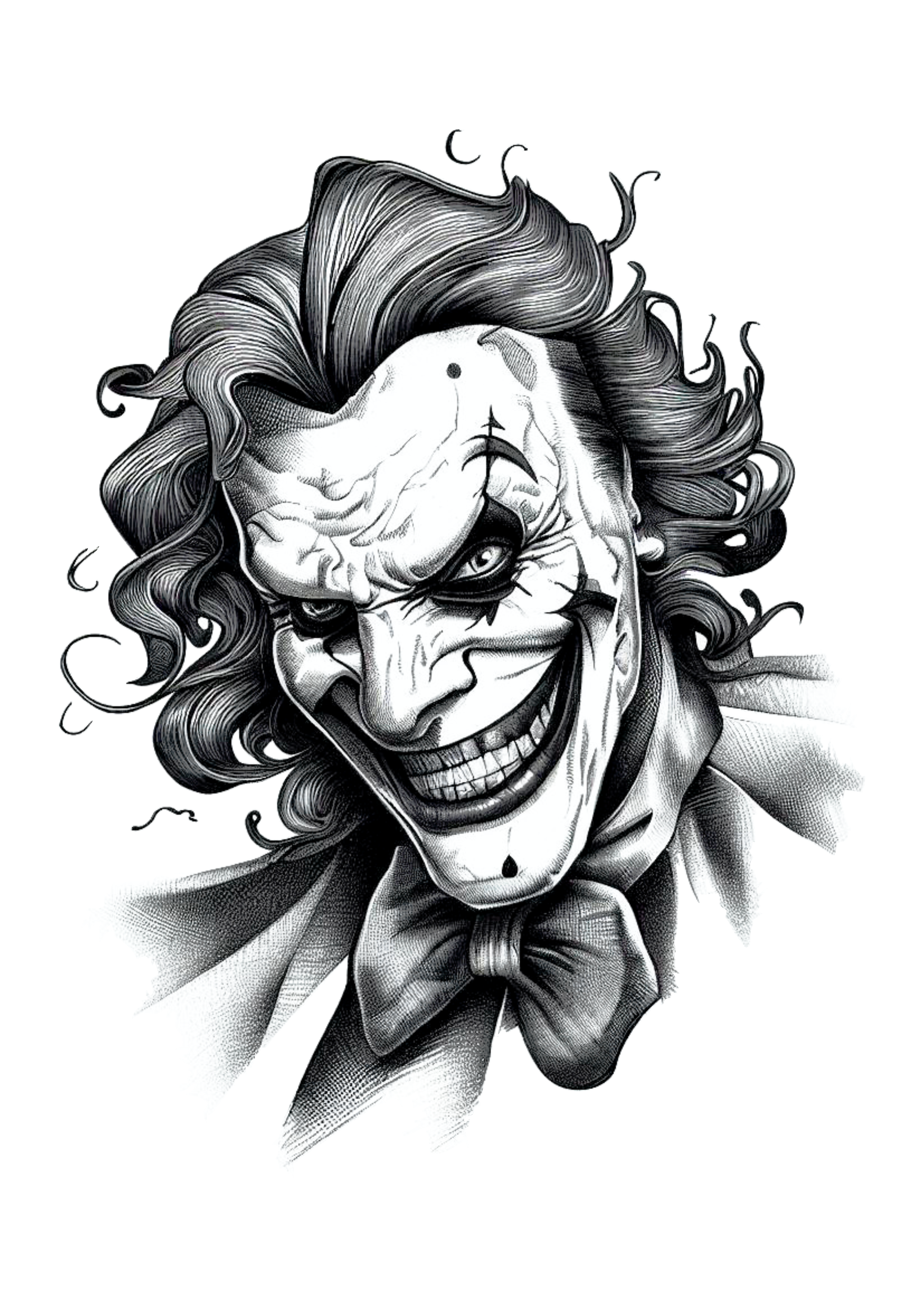 Desenho para tatuagem Coringa joker desenho macabro dc comics história em quadrinhos tatoo underground palhaço assustador png