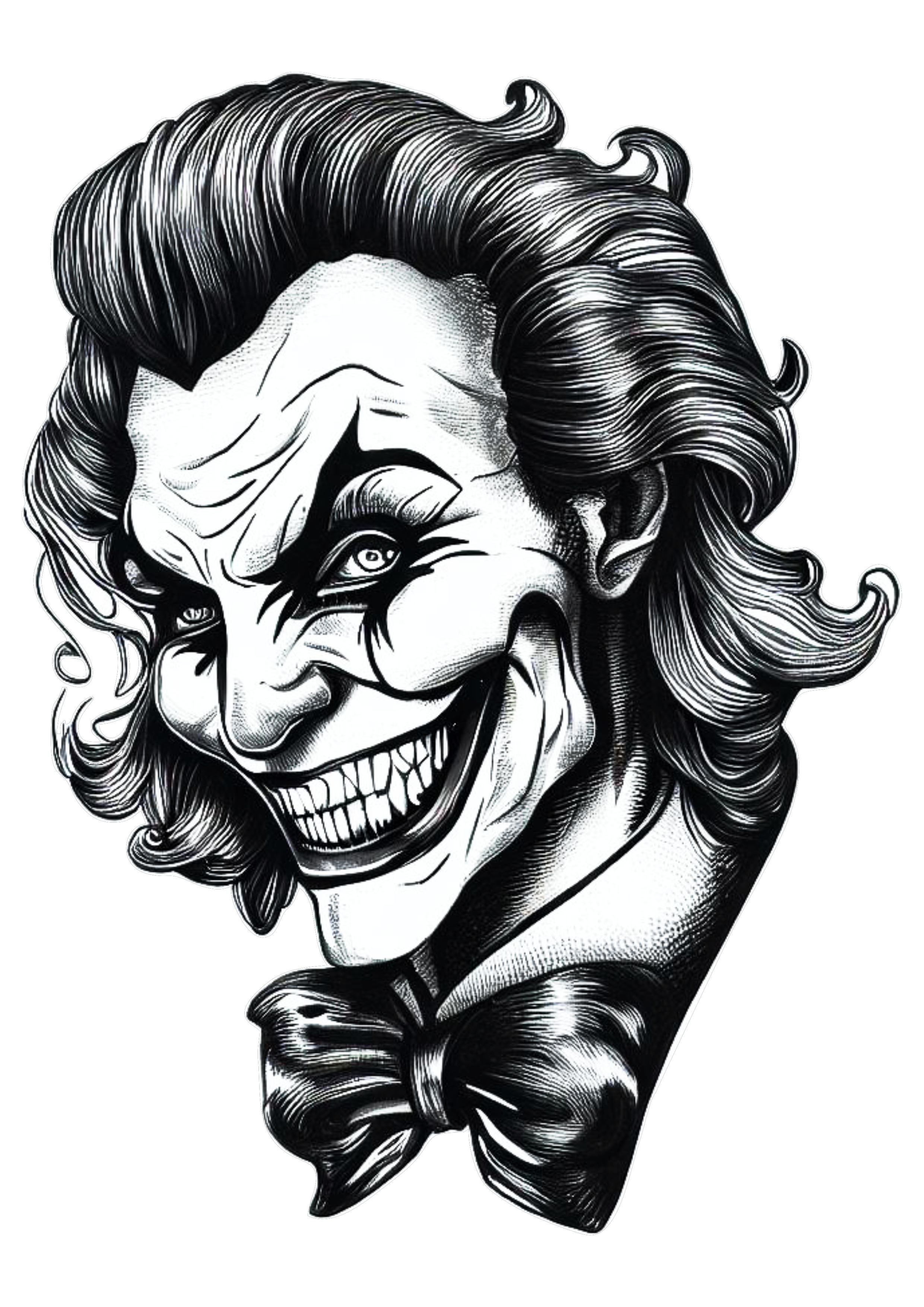 Desenho para tatuagem Coringa joker desenho macabro dc comics história em quadrinhos tatoo underground palhaço assustador sorrindo png