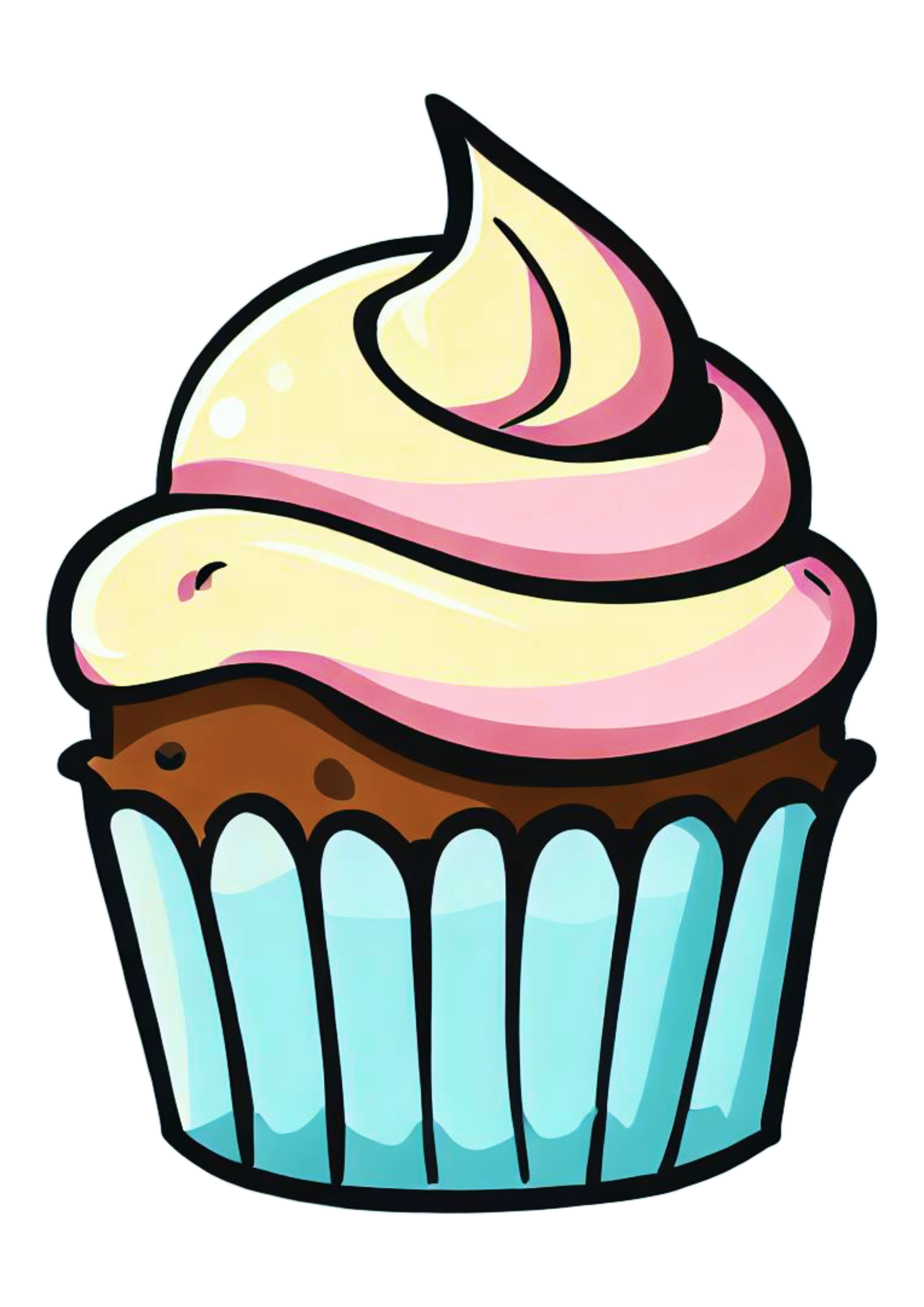 Bolinho cupcake colorido imagem sem fundo desenho simples docinho gostoso cartoon ilustração png