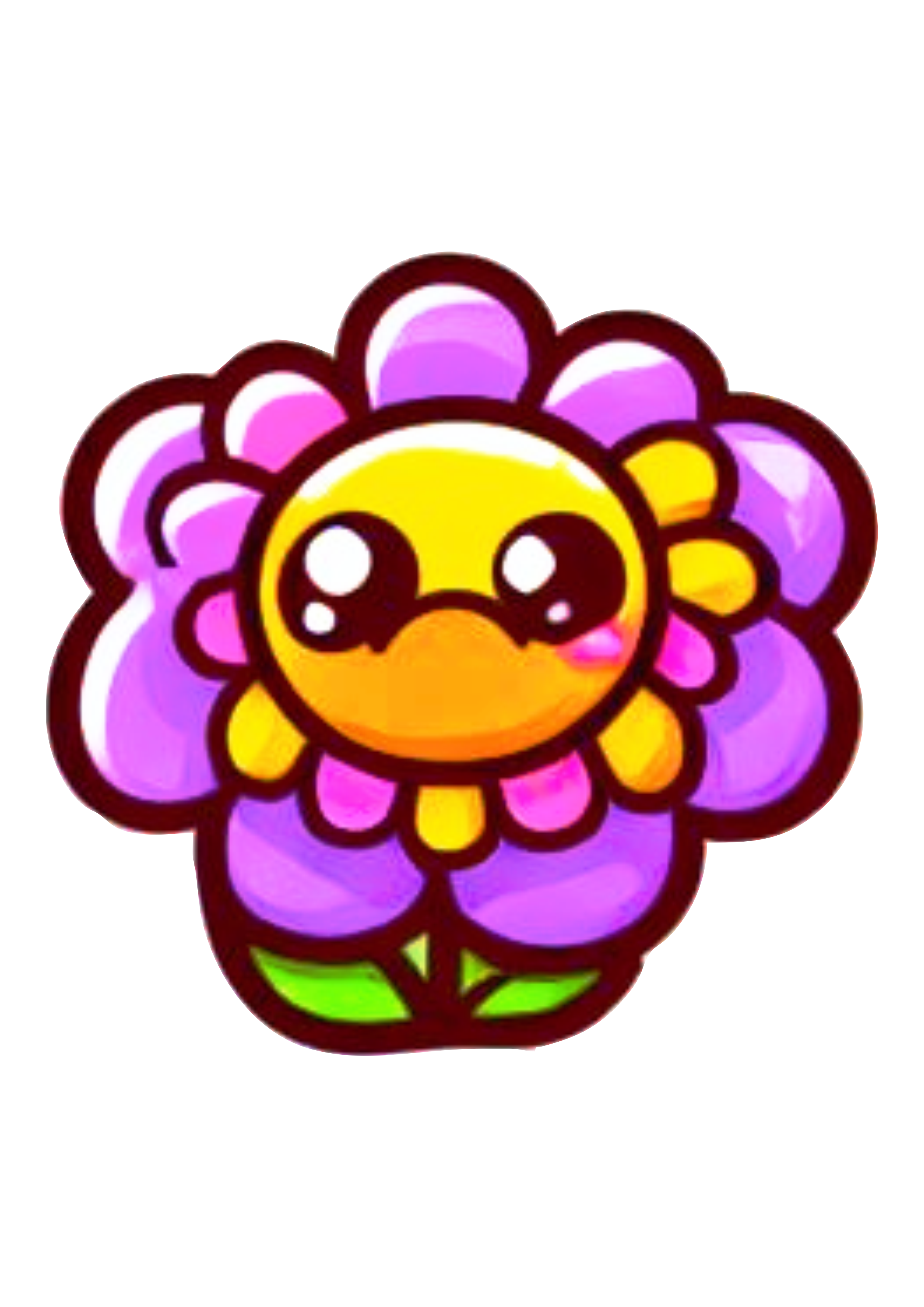 Emoji florzinha amarela com lilás triste chorosa assustada desenho simples jardim encantado png