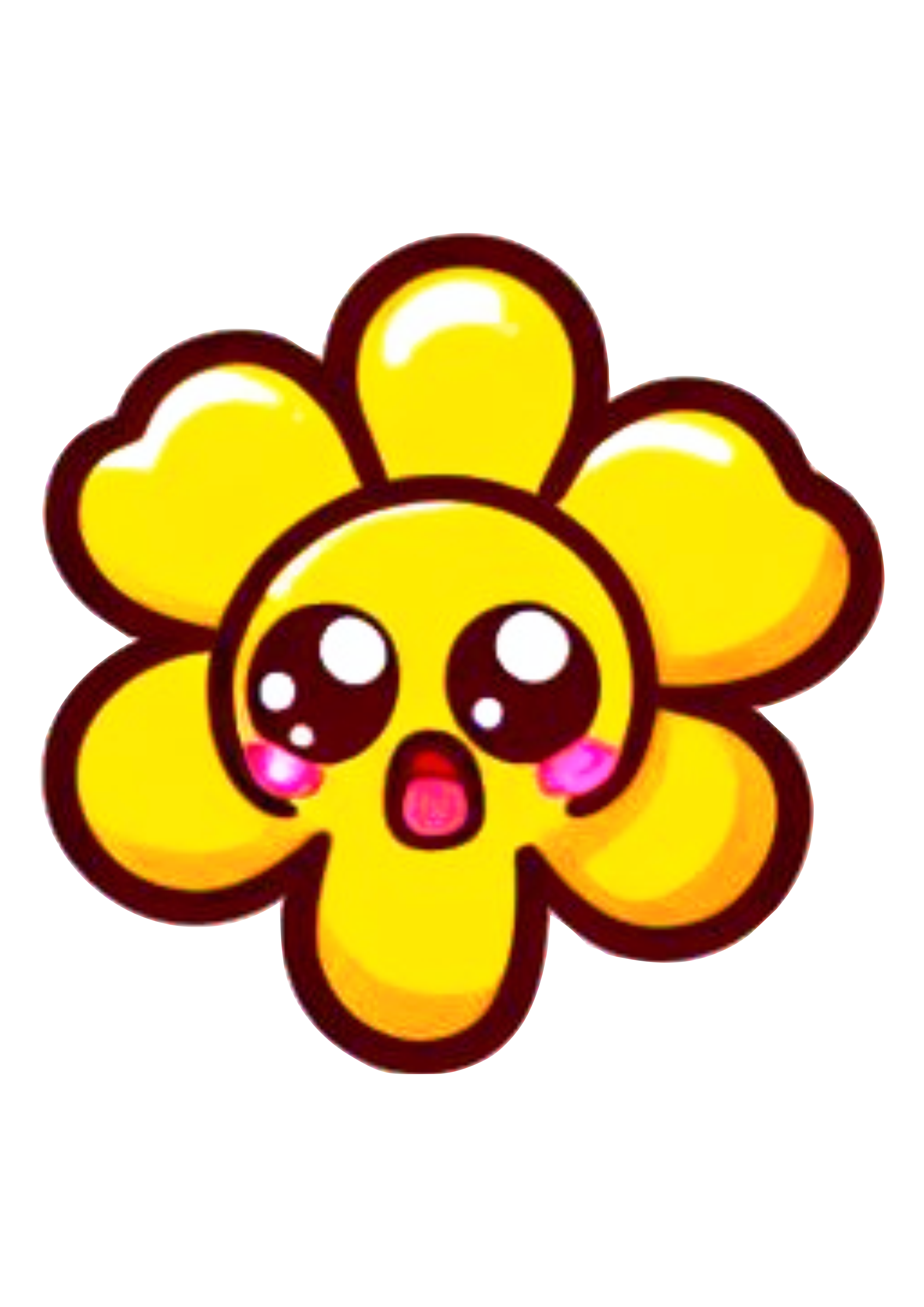 Emoji florzinha amarela surpresa assustada desenho simples jardim encantado png