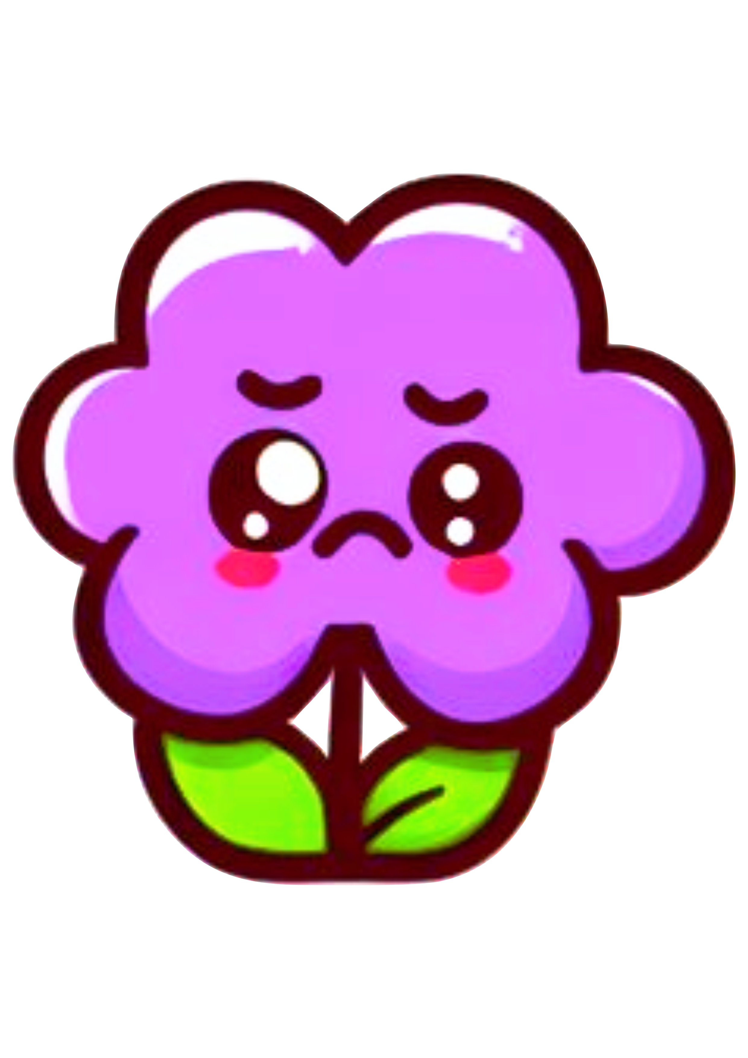Emoji florzinha lilás triste chorosa desenho simples jardim encantado png