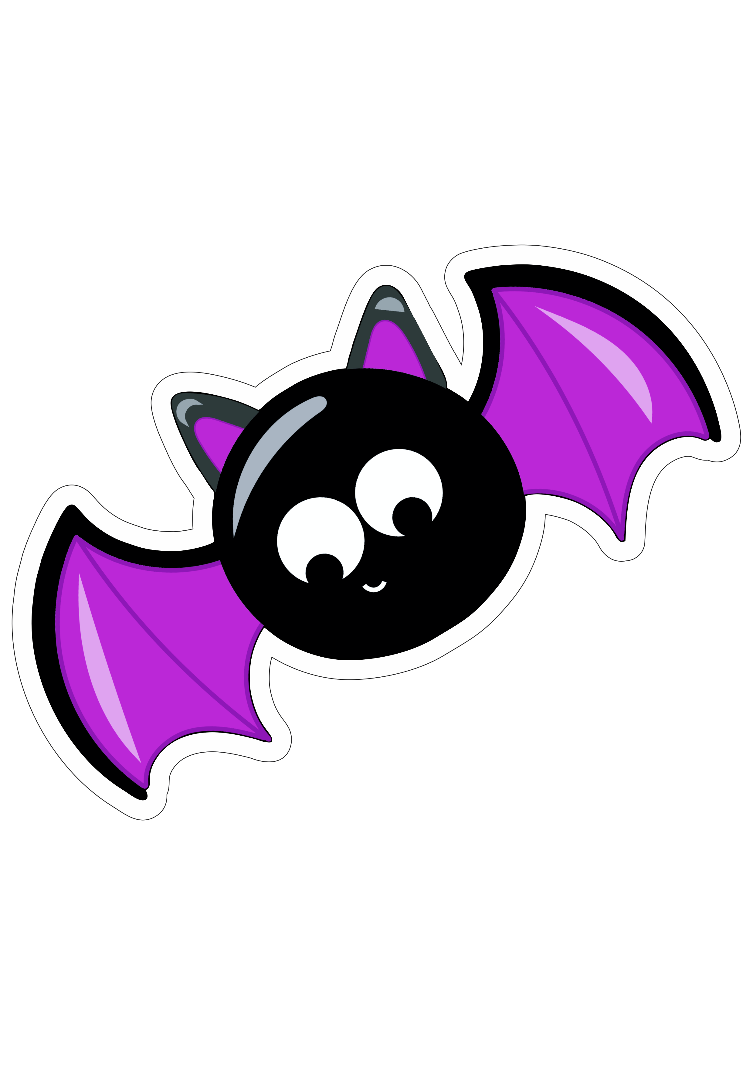 Morcego fofinho decoração de halloween desenho simples com contorno png