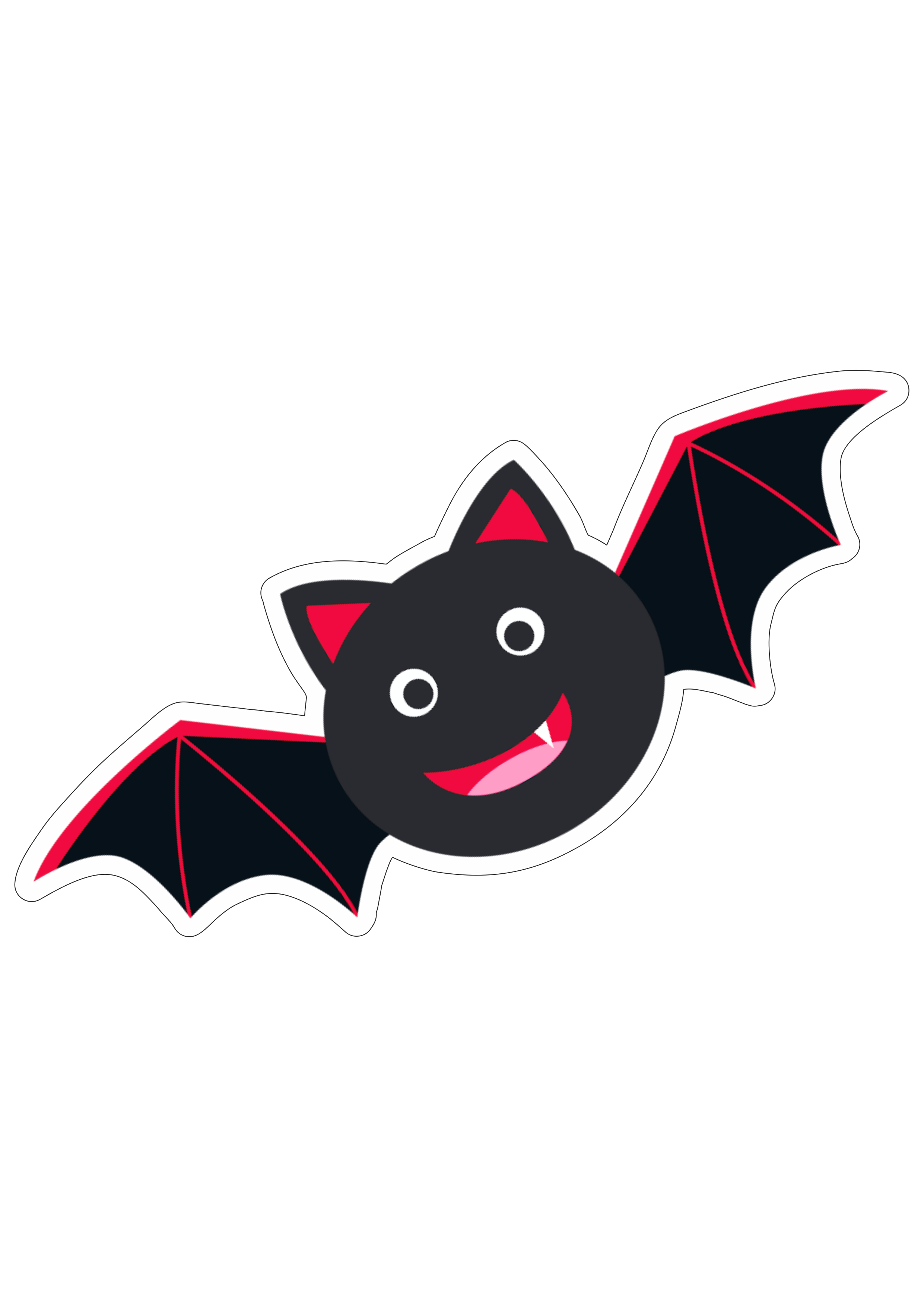 Morcego engraçado fofinho decoração de halloween desenho simples com contorno png