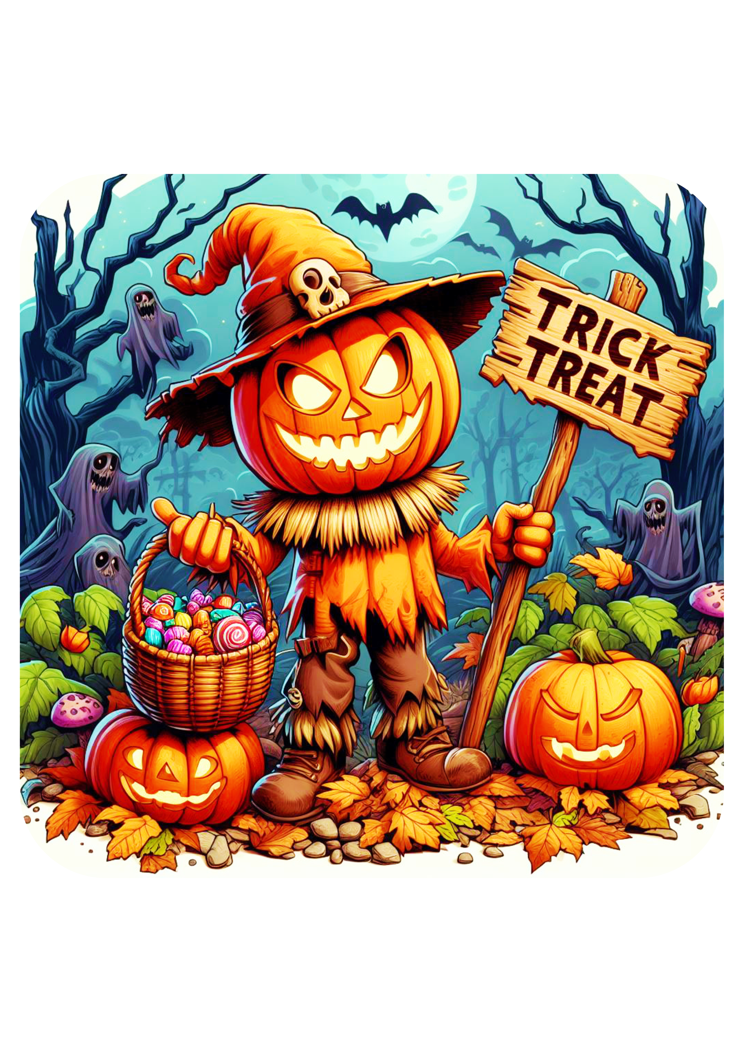 Trick or treat pumpkin halloween scary image png