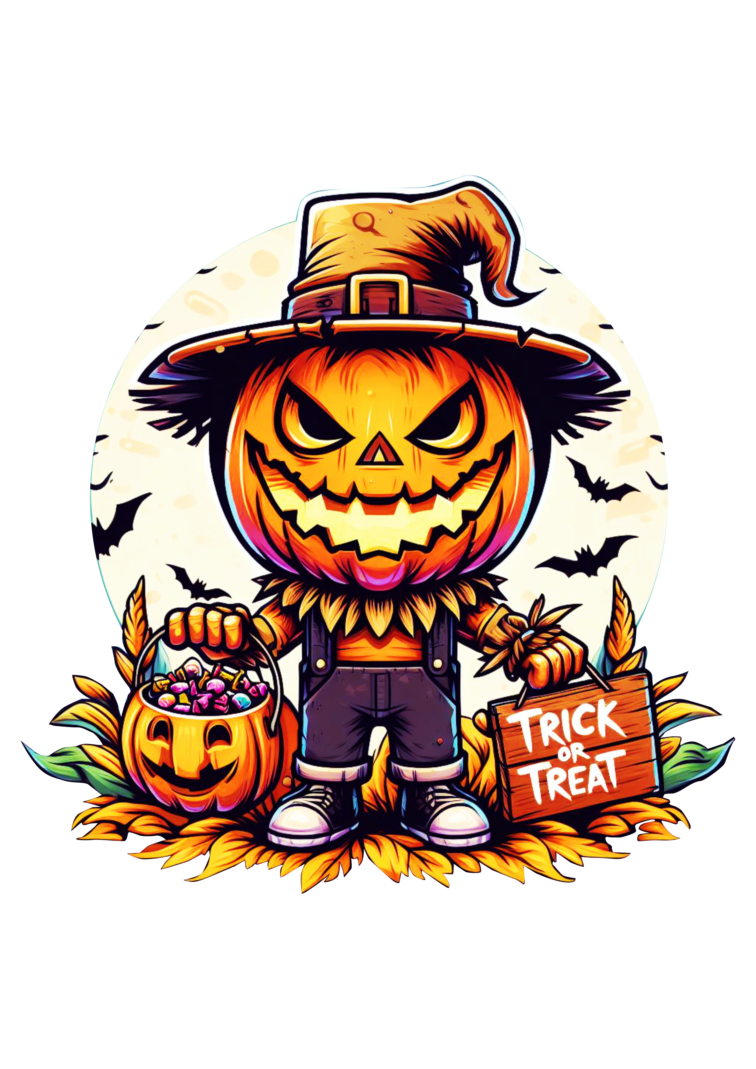 Trick or treat pumpkin halloween scary image full moon png