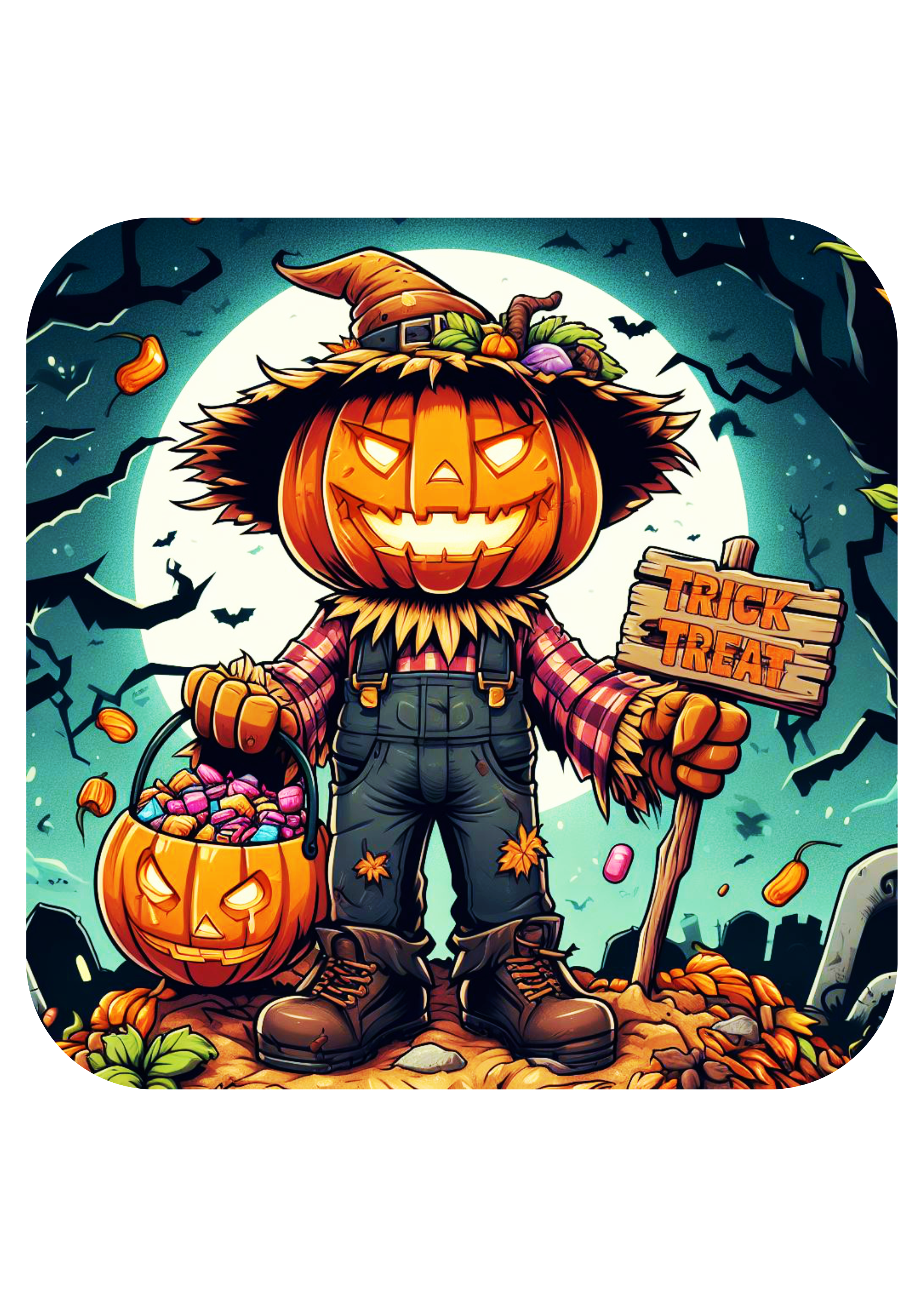 Trick or treat pumpkin halloween scary image full moon cemetery png