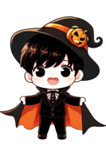 Vector bonitinha chibi anime bruxa bruxa halloween