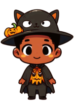 Vector bonitinha chibi anime bruxa bruxa halloween