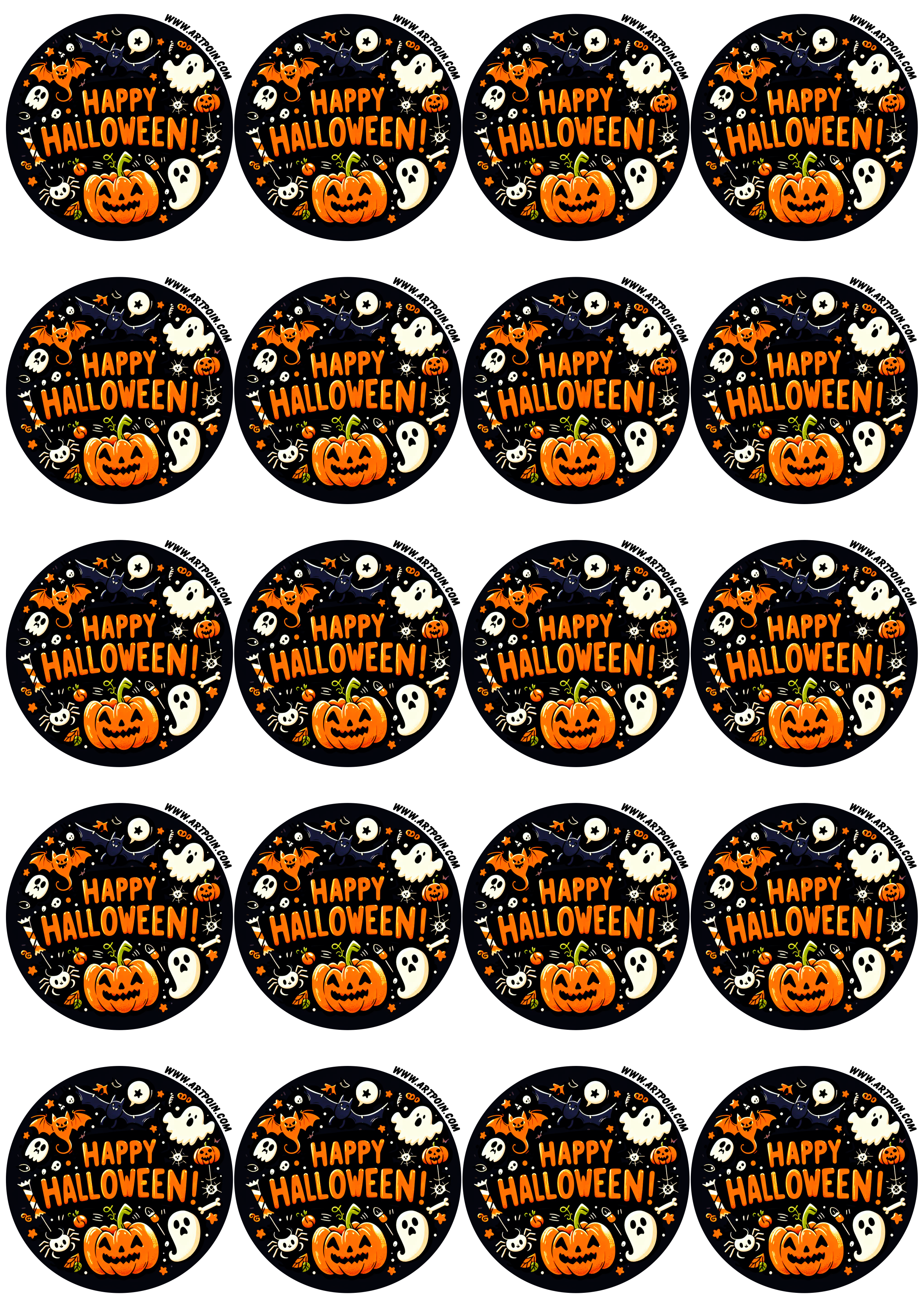 Happy Halloween adesivo redondo tag sticker assustador fantasma abóbora aranha gostosuras ou travessuras 20 imagens png
