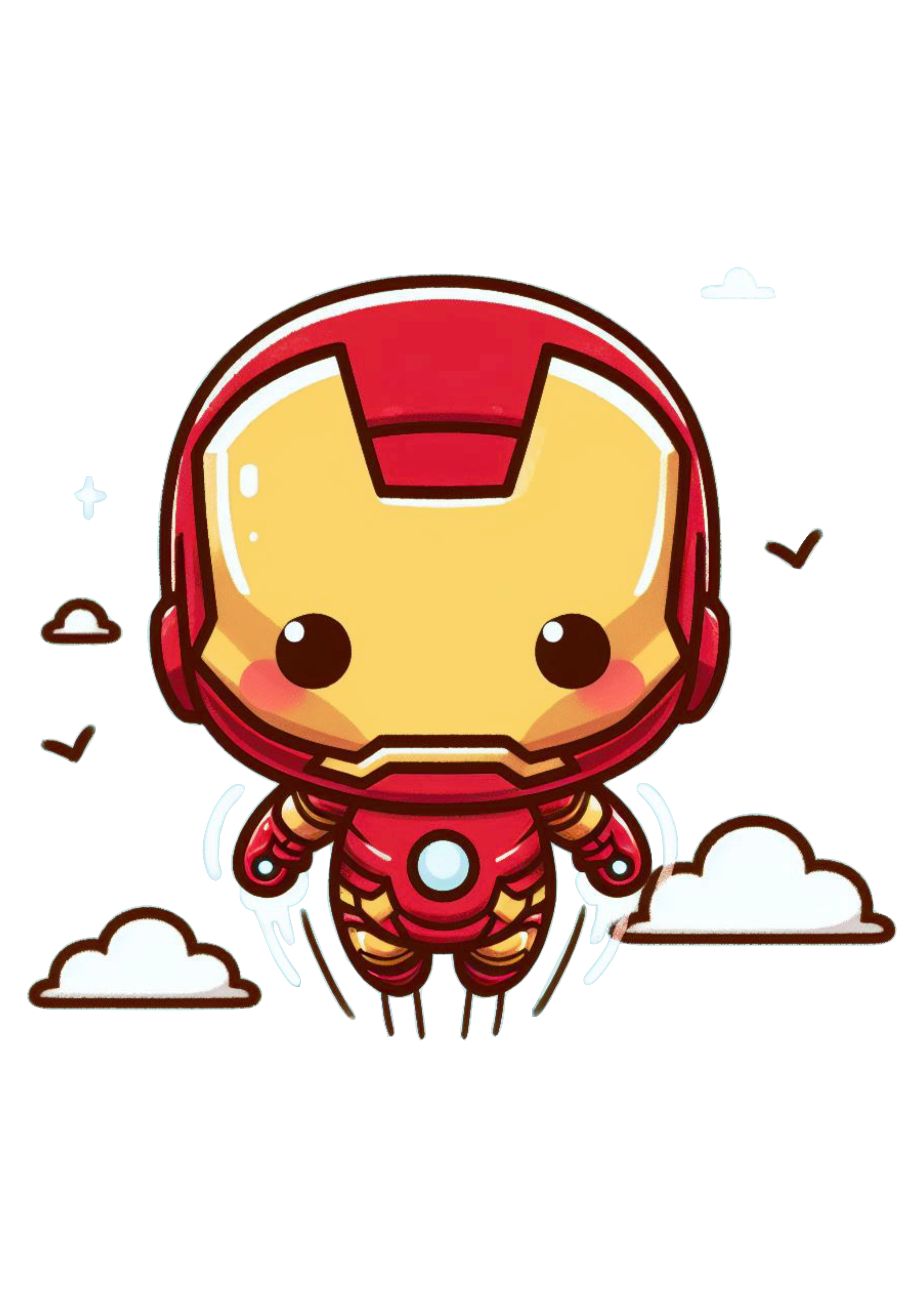 Homem de ferro voando bonequinho fofinho cute chibi marvel comics HQ de super herói fundo transparente Iron Man png