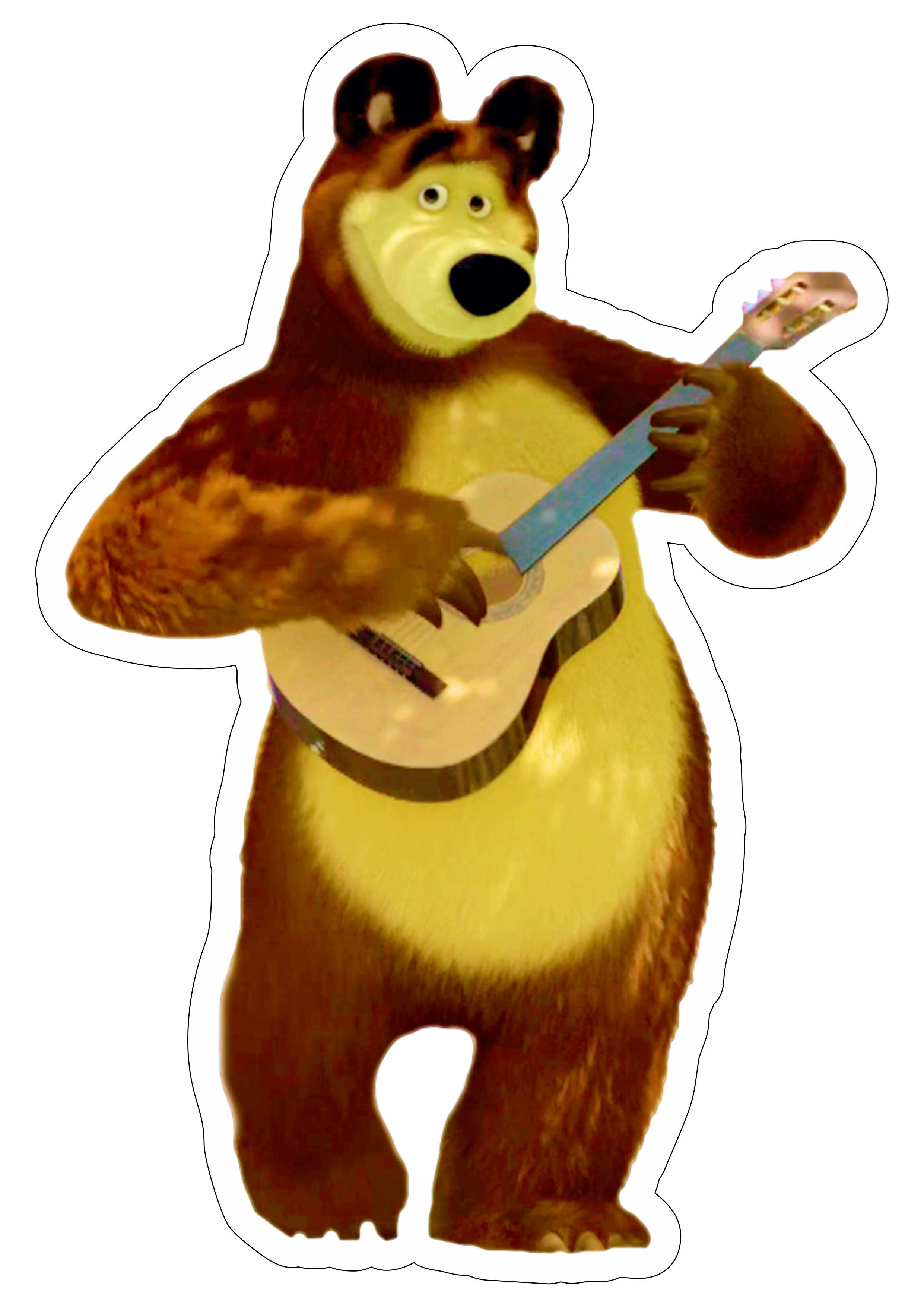 Masha e o urso bear tocando violão youtube animação para crianças fundo transparente com contorno design png