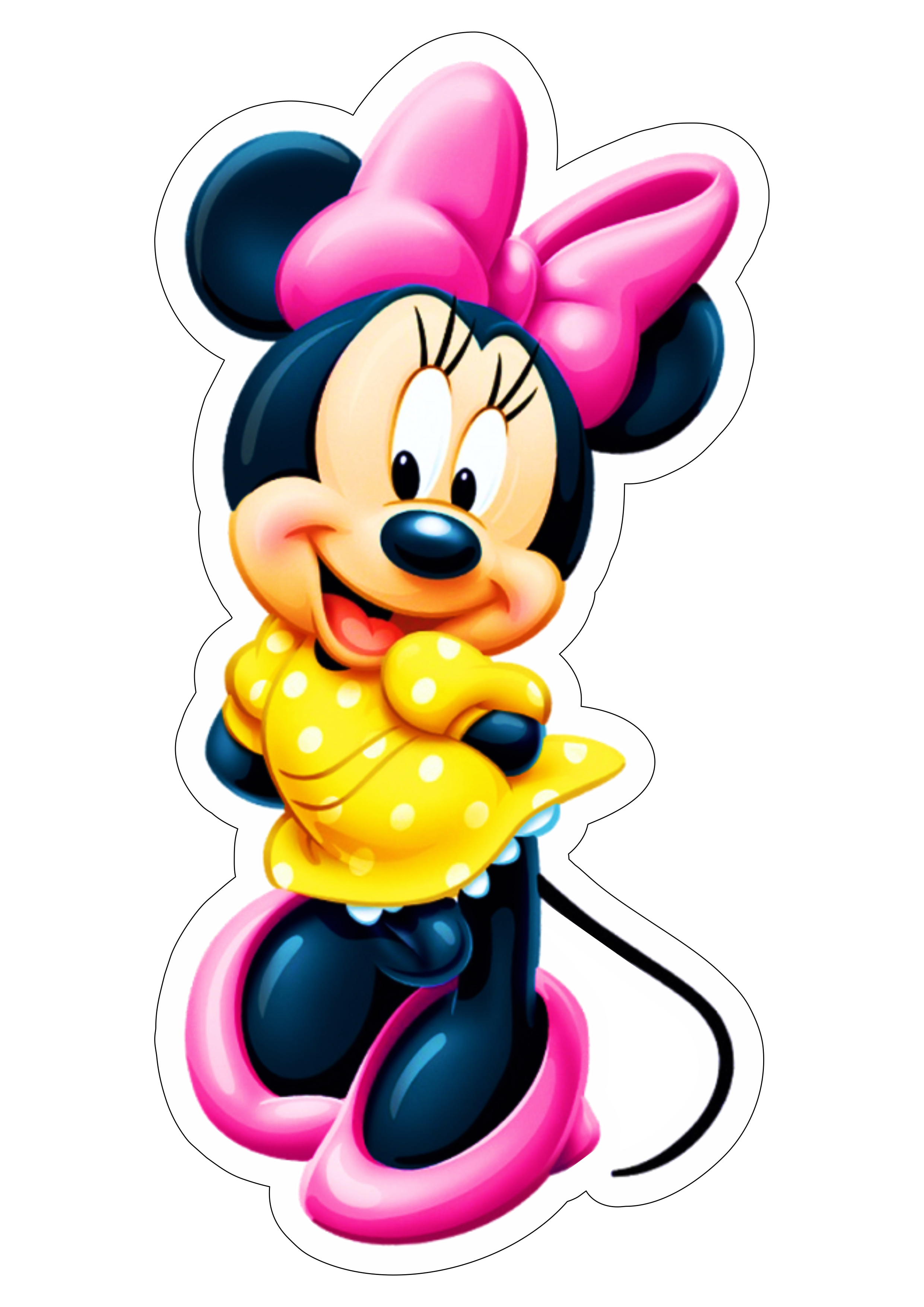 Minnie mouse rosa vestido amarelo disney world desenho animação infantil png