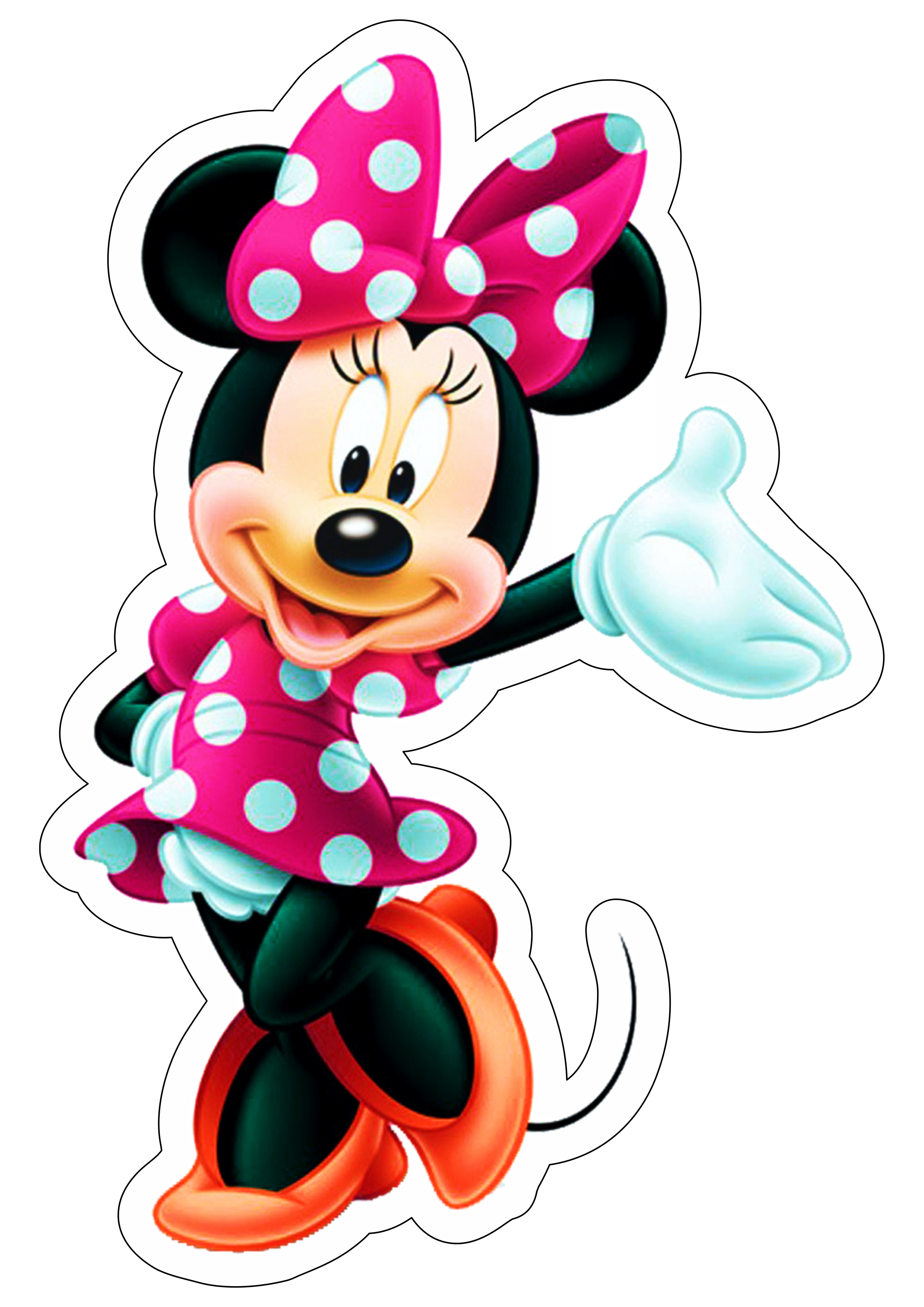 Minnie mouse rosa disney world desenho animação infantil fundo transparente com contorno png