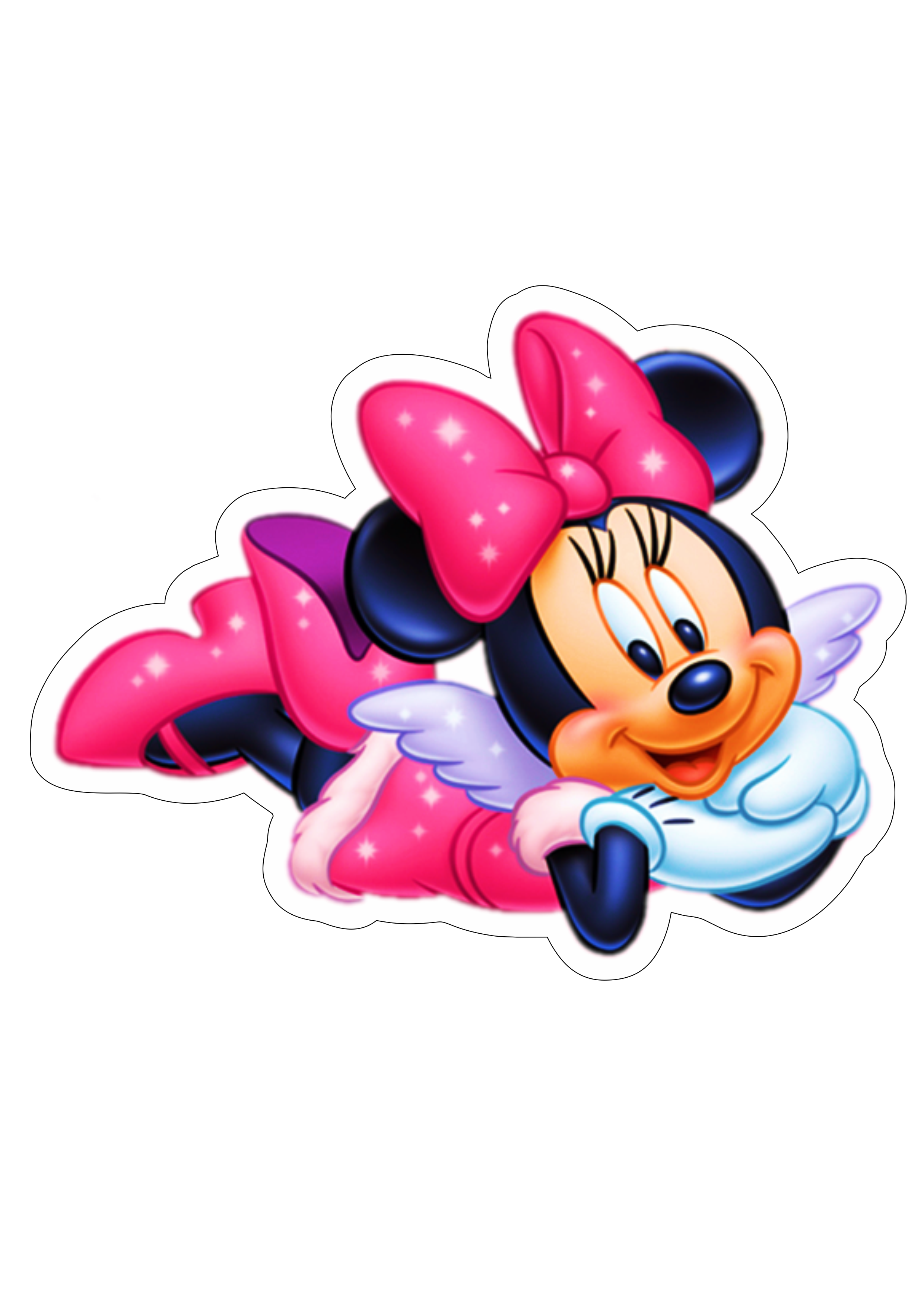 Minnie Mouse rosa deitada com asinhas de anjo personagem fictício desenho animado infantil artigos de papelaria png