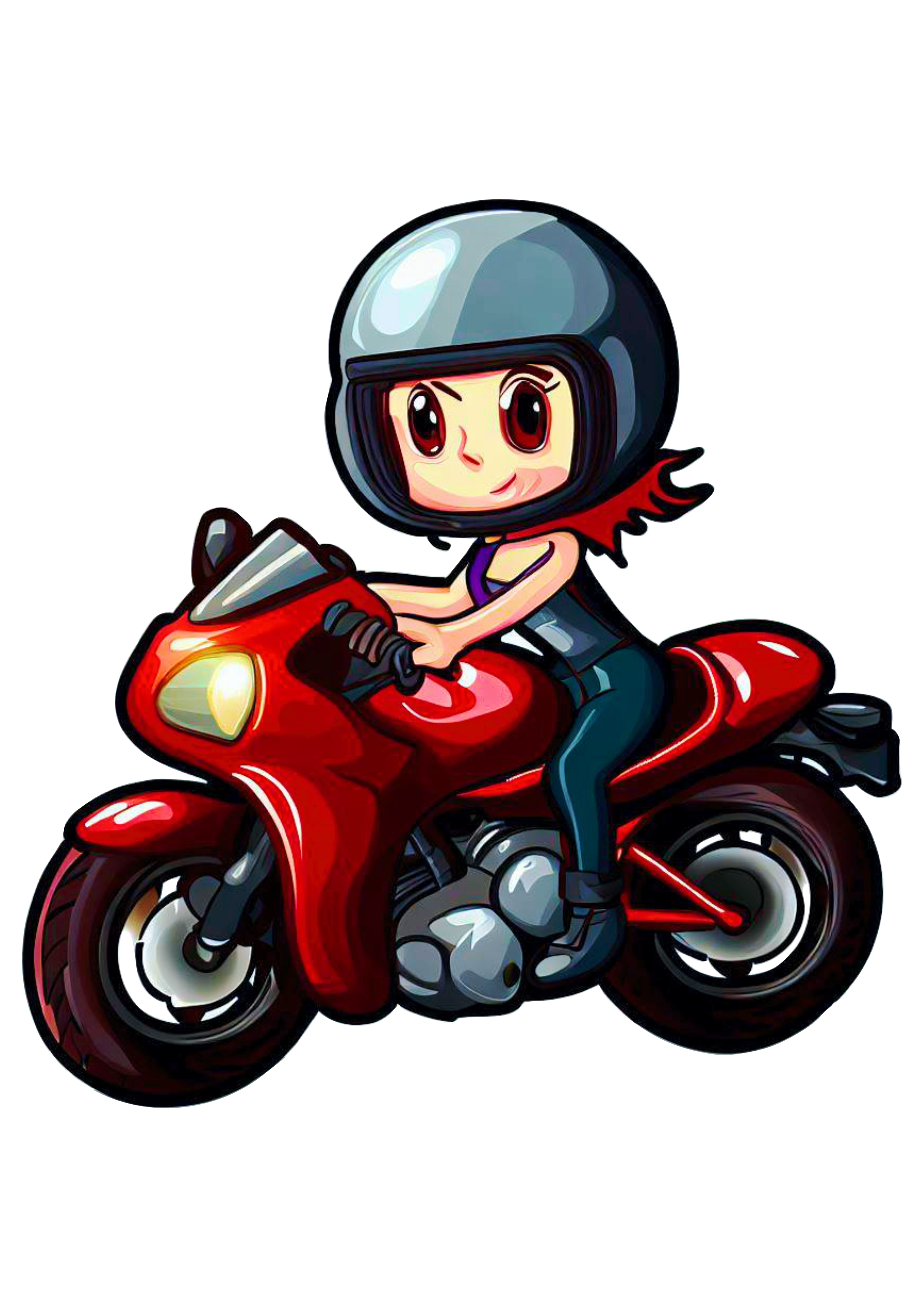 Motogirl menina motoqueira desenho animado vetor png