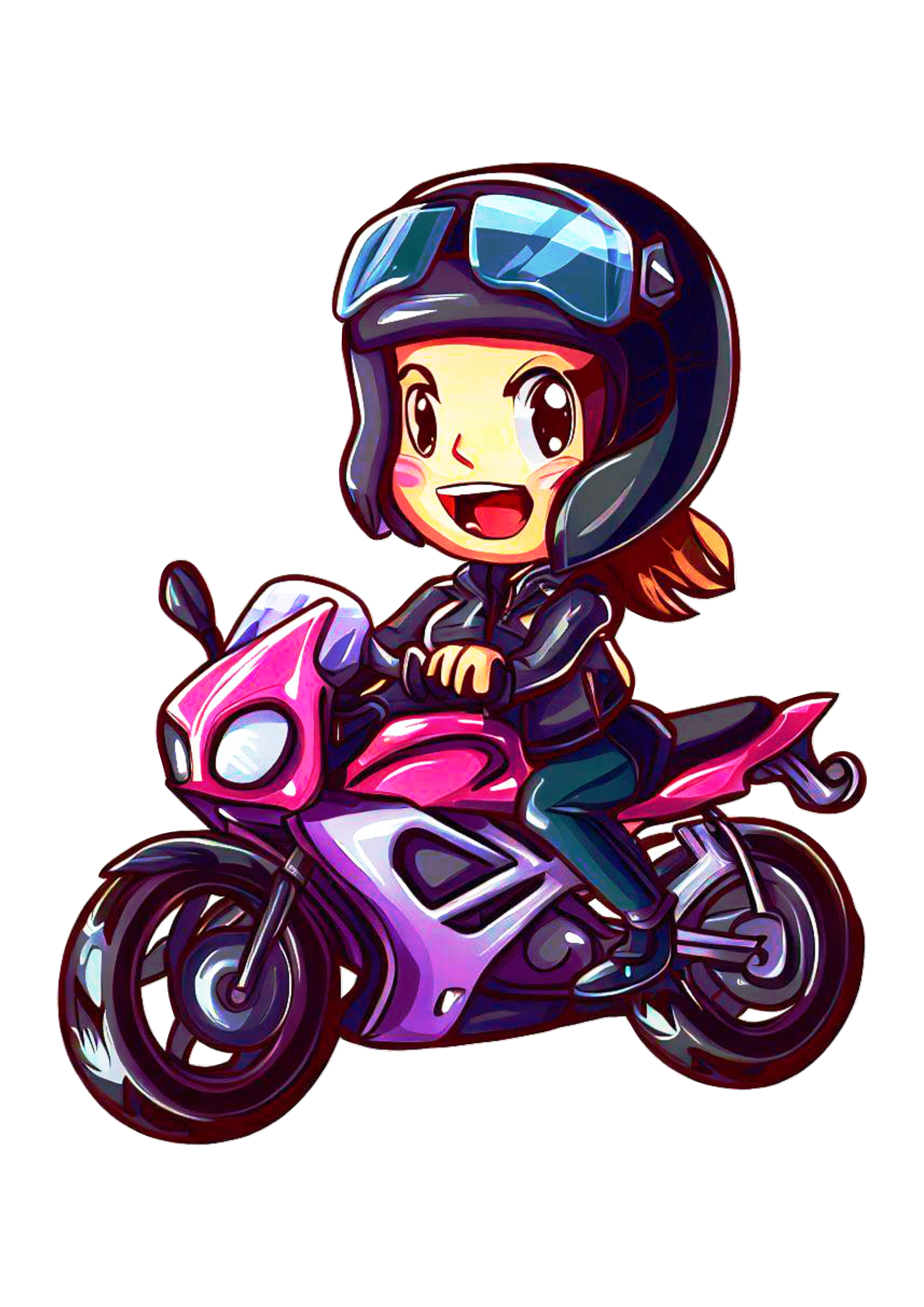 Vetores de Desenho Animado De Motoqueiro Ilustração Infantil