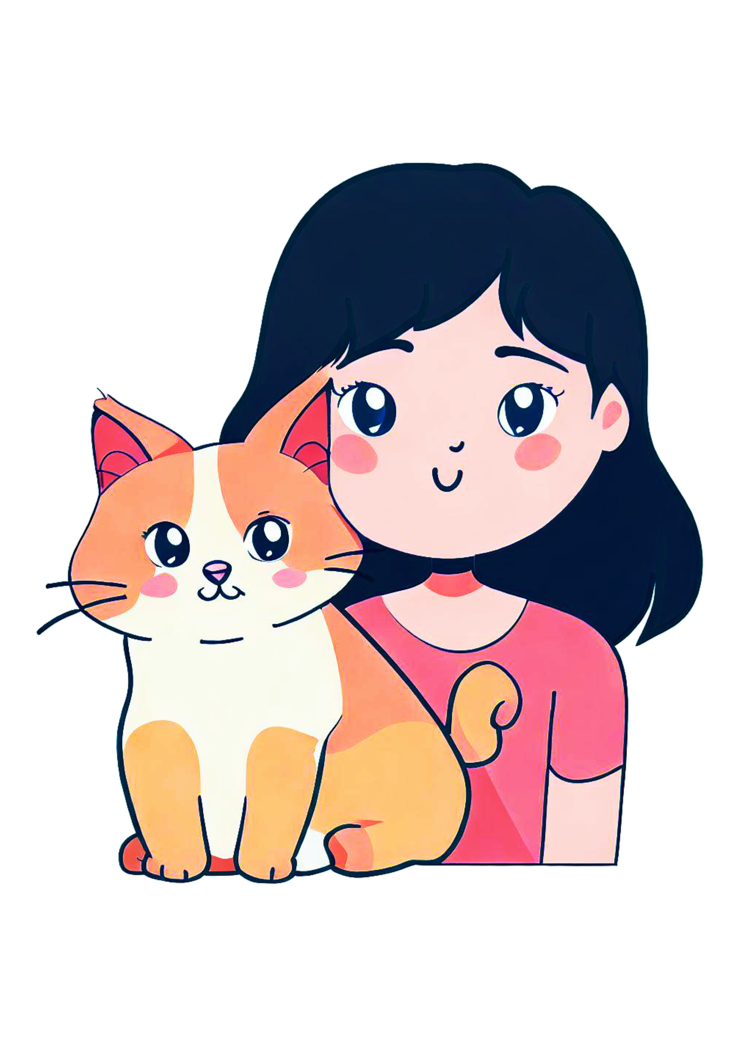 Eu amo gatos desenho fofinho mulher feliz ilustração fundo