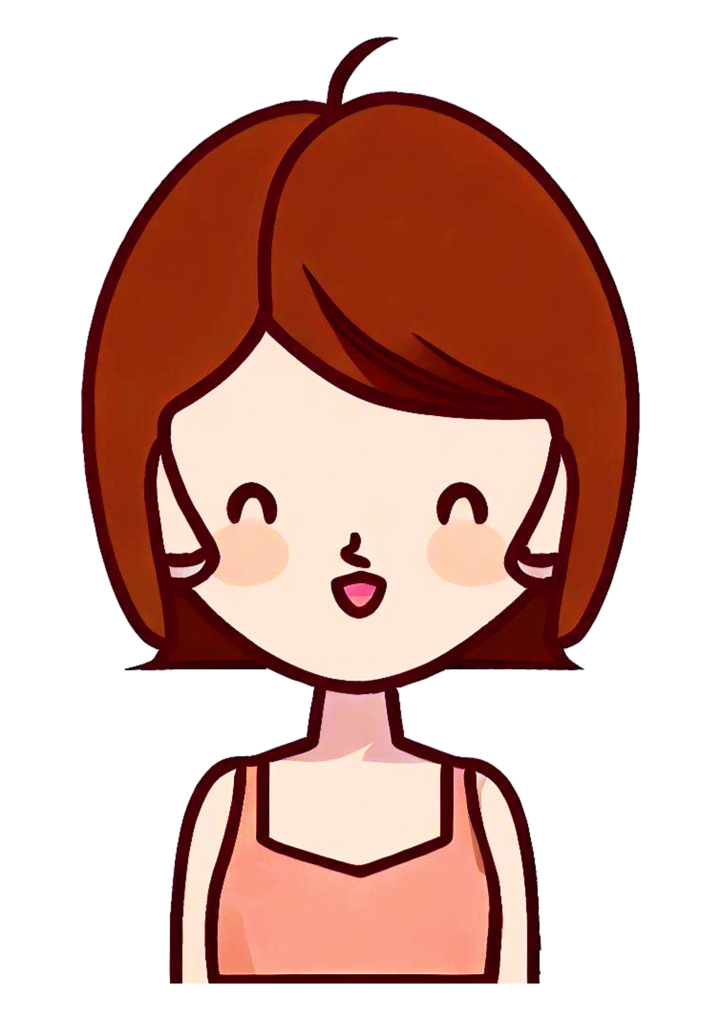 Desenho fofinho mulher feliz ilustração fundo transparente colorido design rabisco png