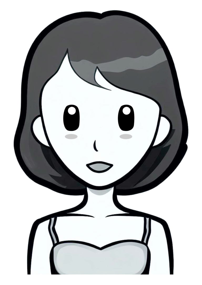 Desenho Fofinho Mulher Menina Ilustração Fundo Transparente Preto E