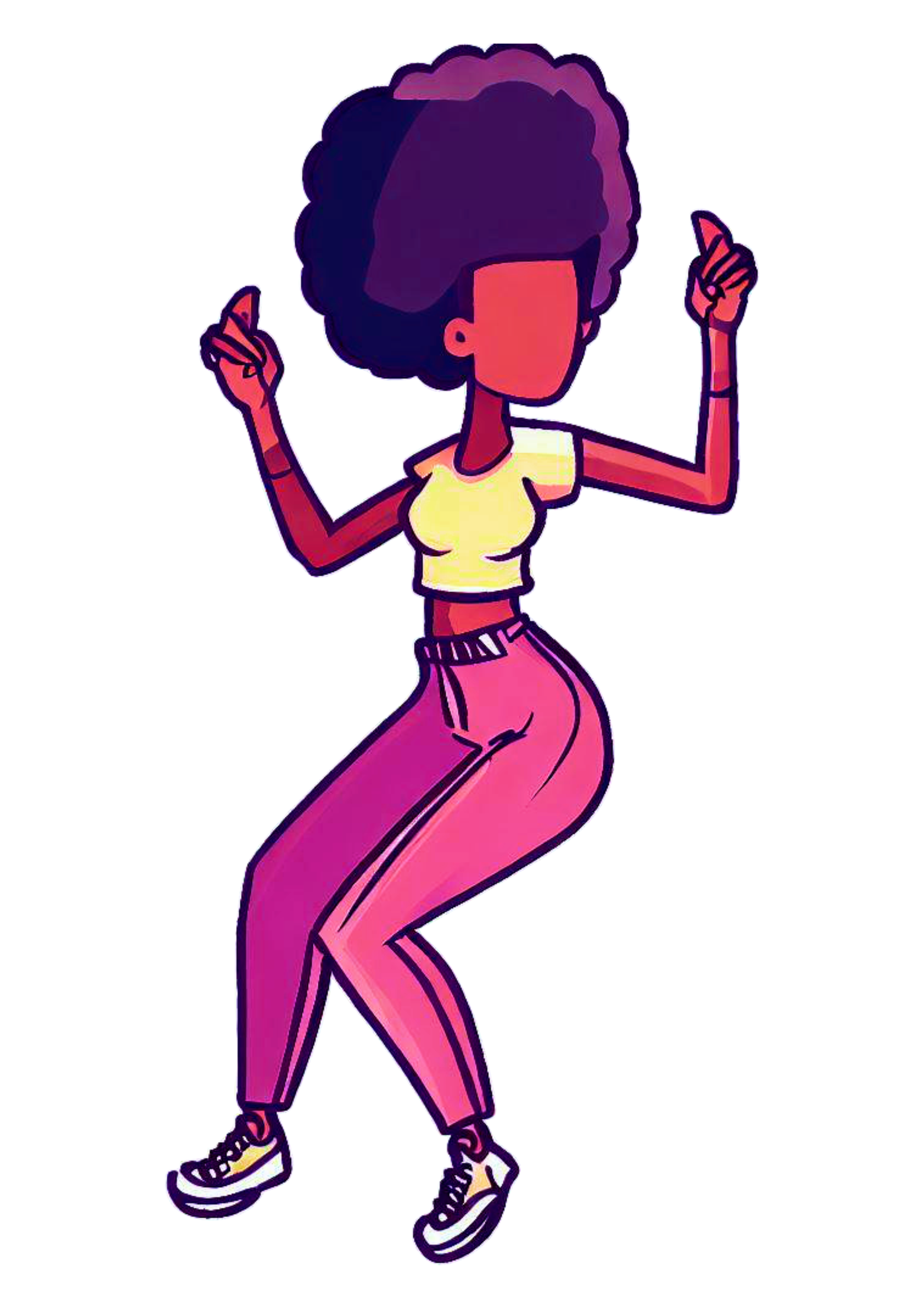 Mulher negra dançando ilustração colorida desenho simples png