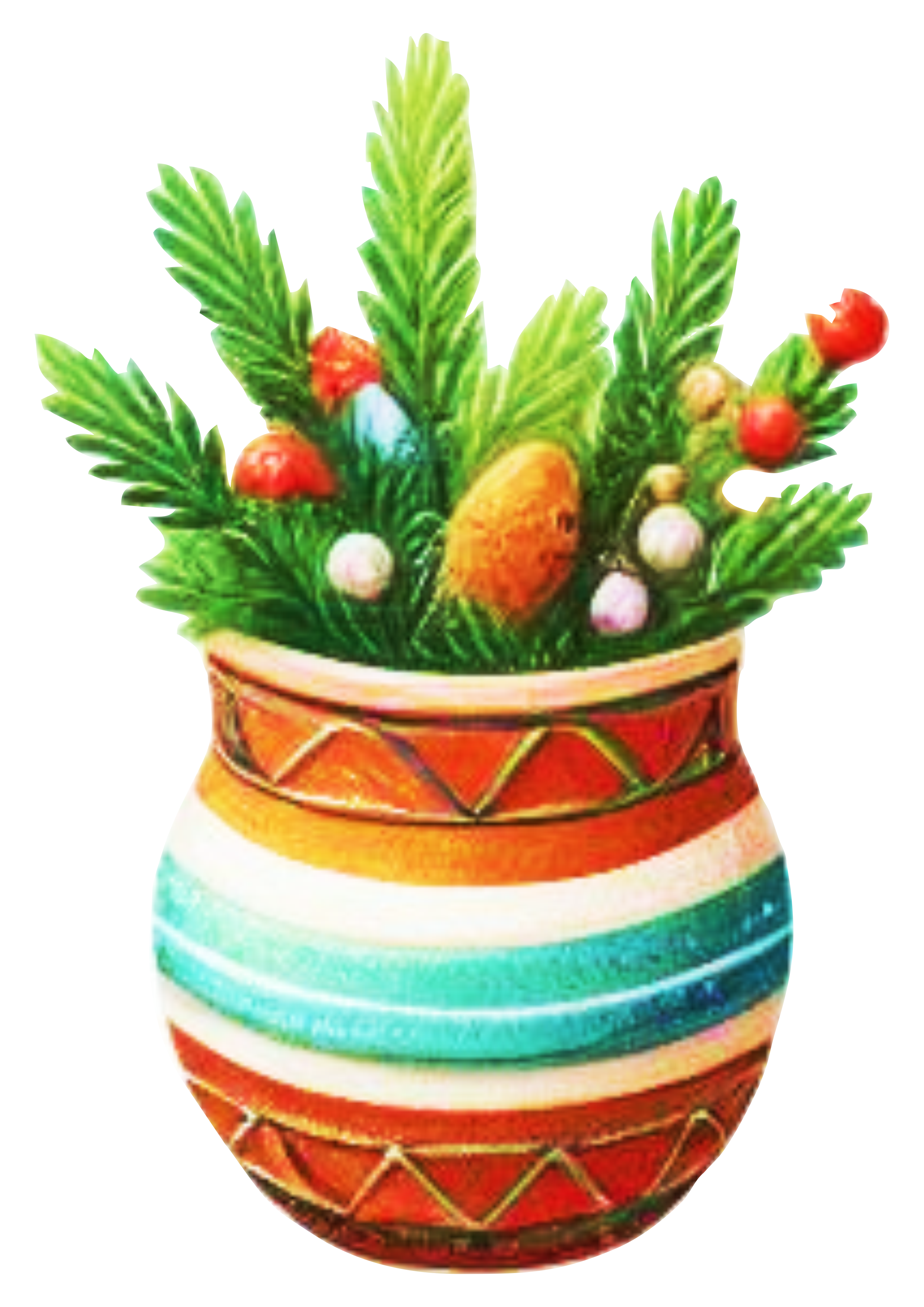 Natal imagens decorativas vaso de plantas enfeites natalinos pack de imagens grátis png