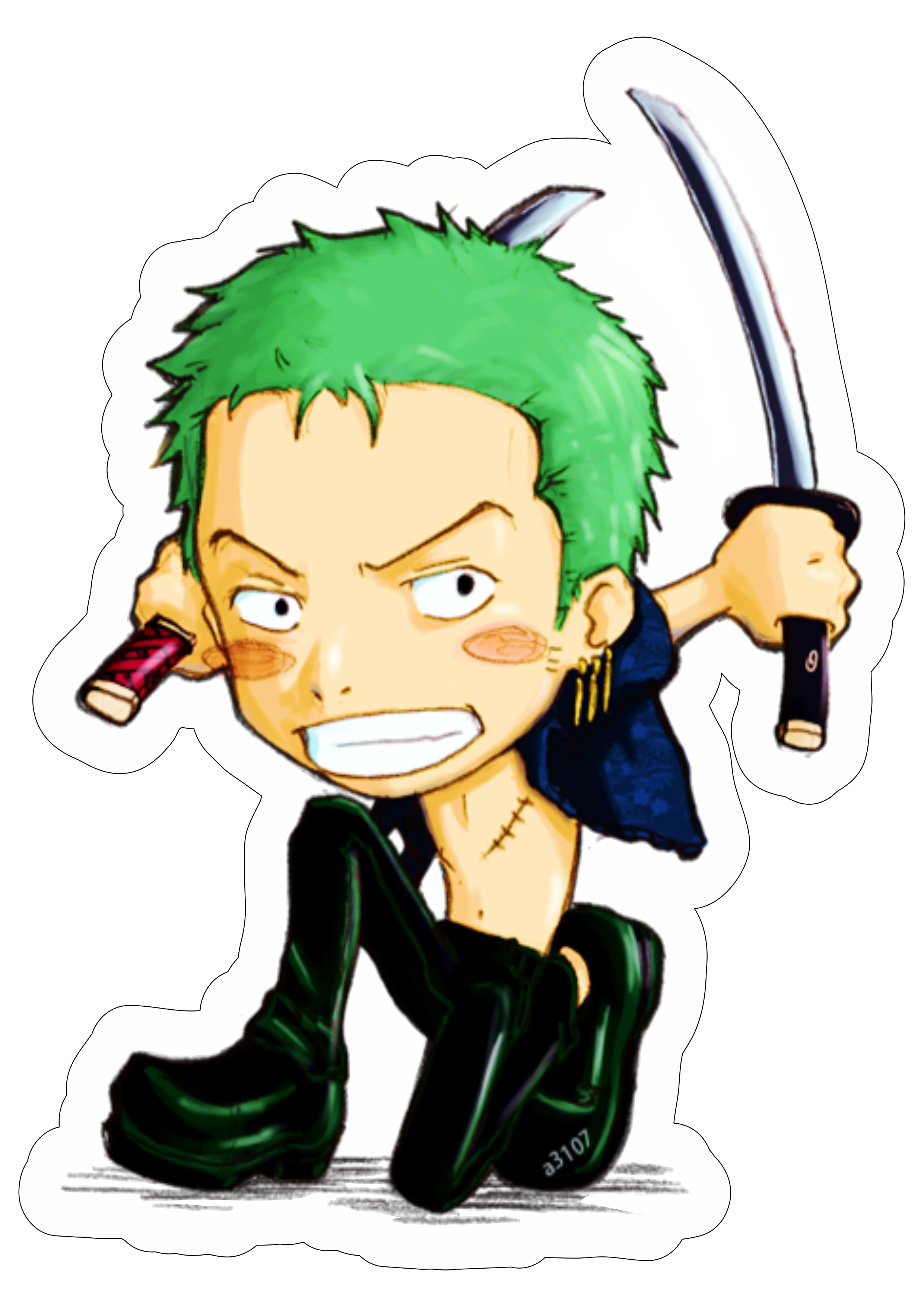 zoro kawai chibi fofo, anime de uma peça. desenho vetorial e arte