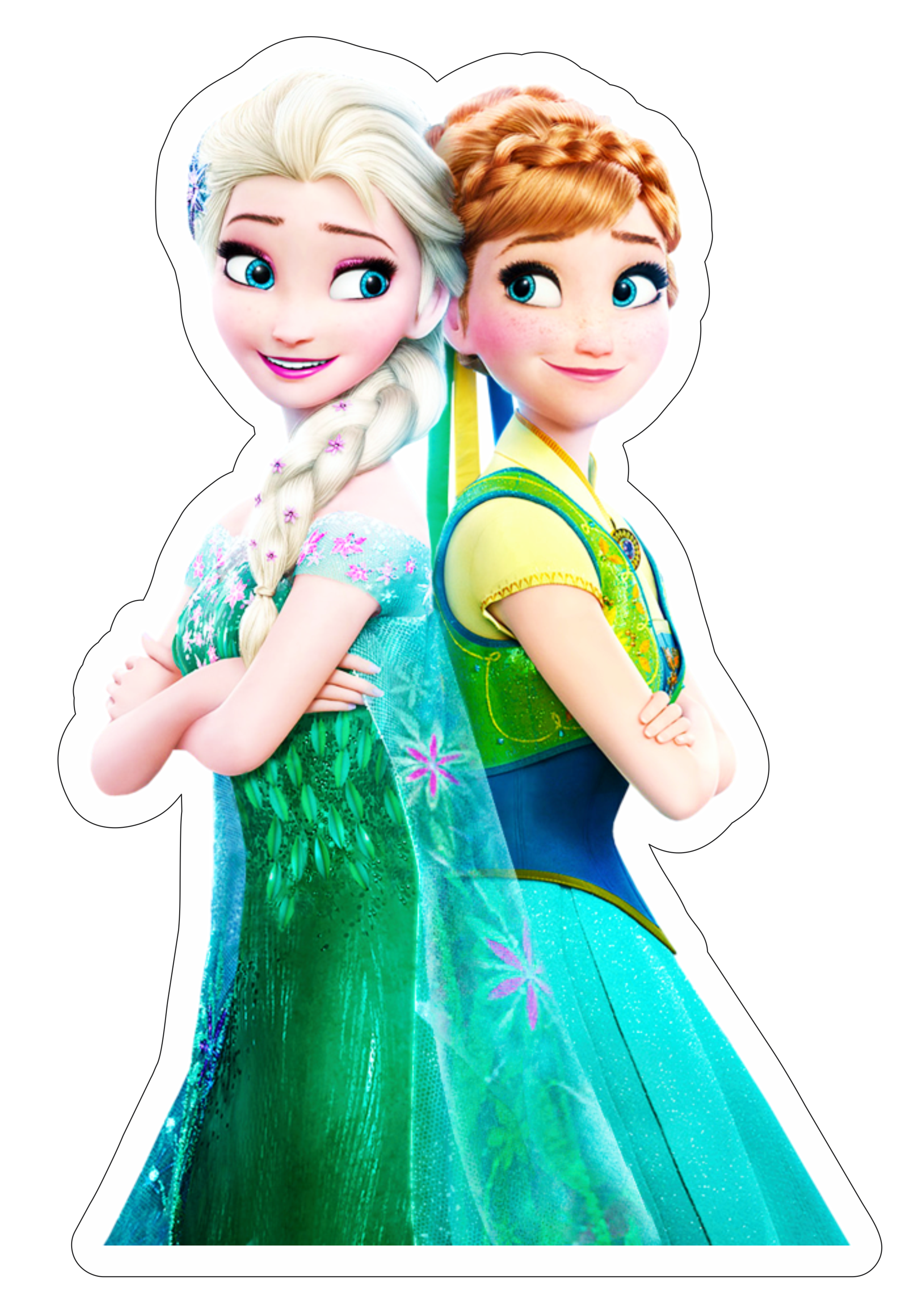 Frozen personagens princesa Elsa e princesa Anna disney animação infantil streaming imagem sem fundo com contorno design png